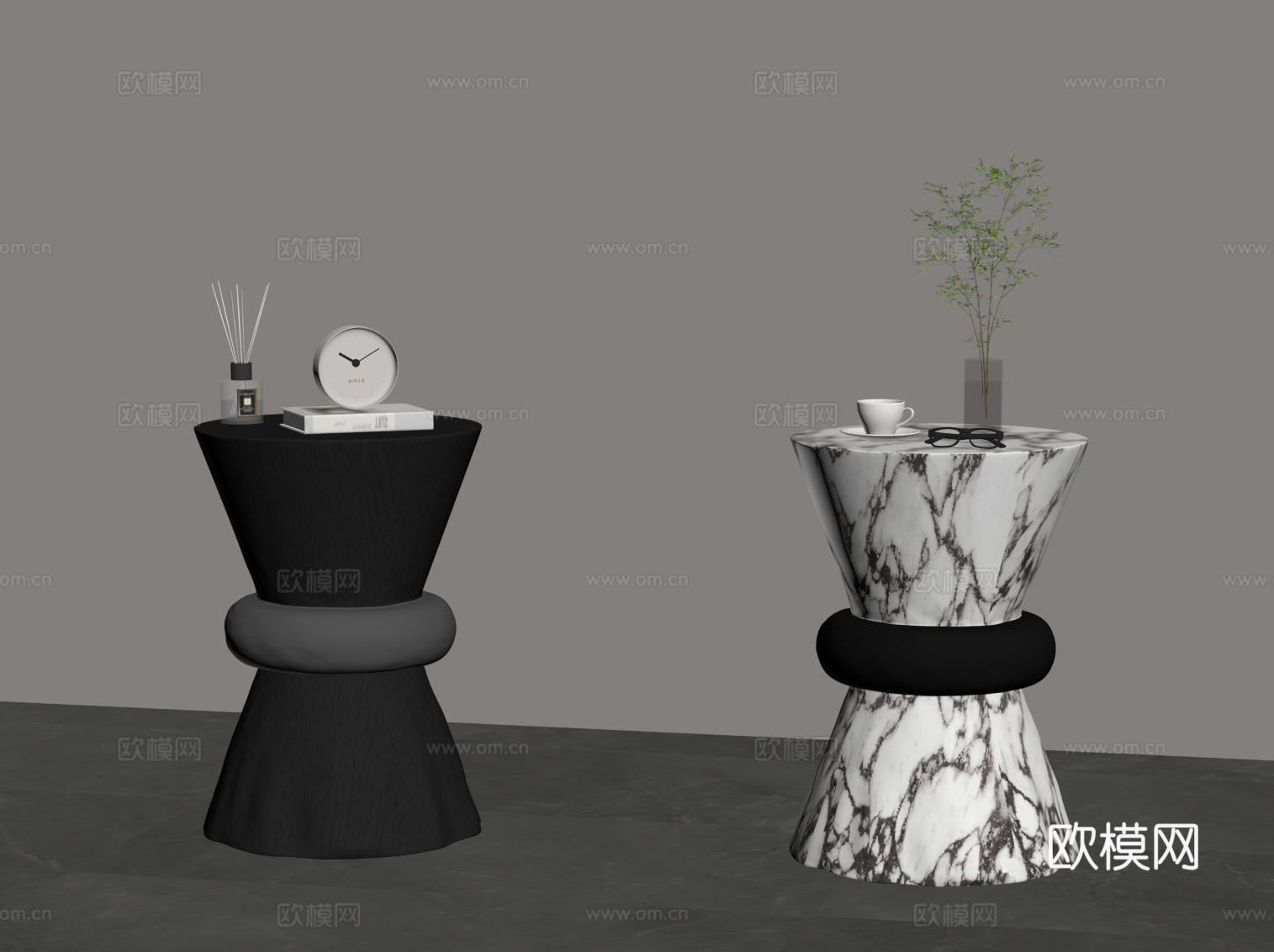 现代意式床头柜 边几su模型