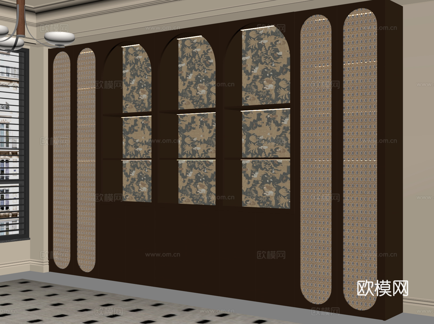 中古风书柜su模型