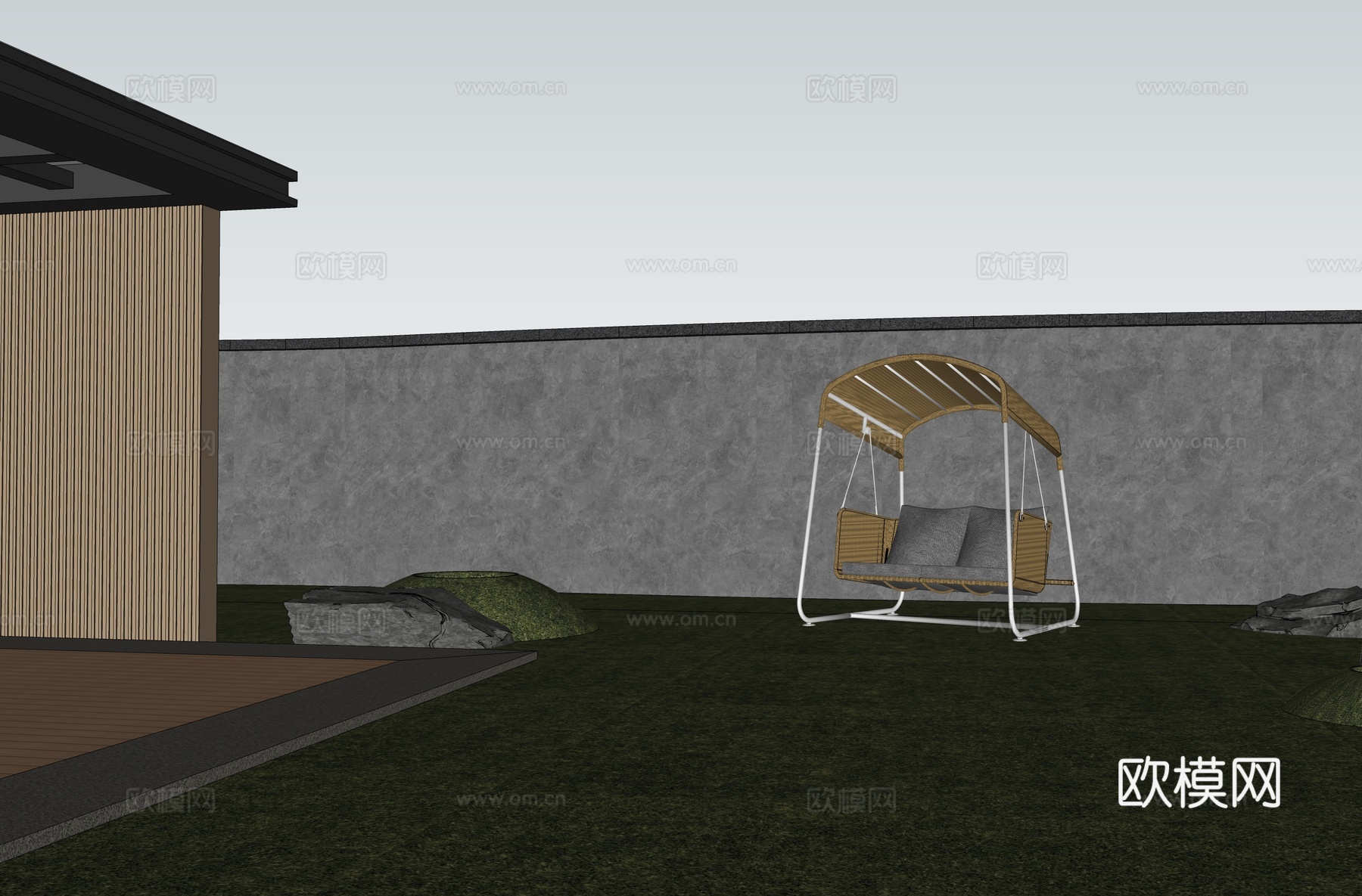 现代户外 双人吊椅秋千su模型
