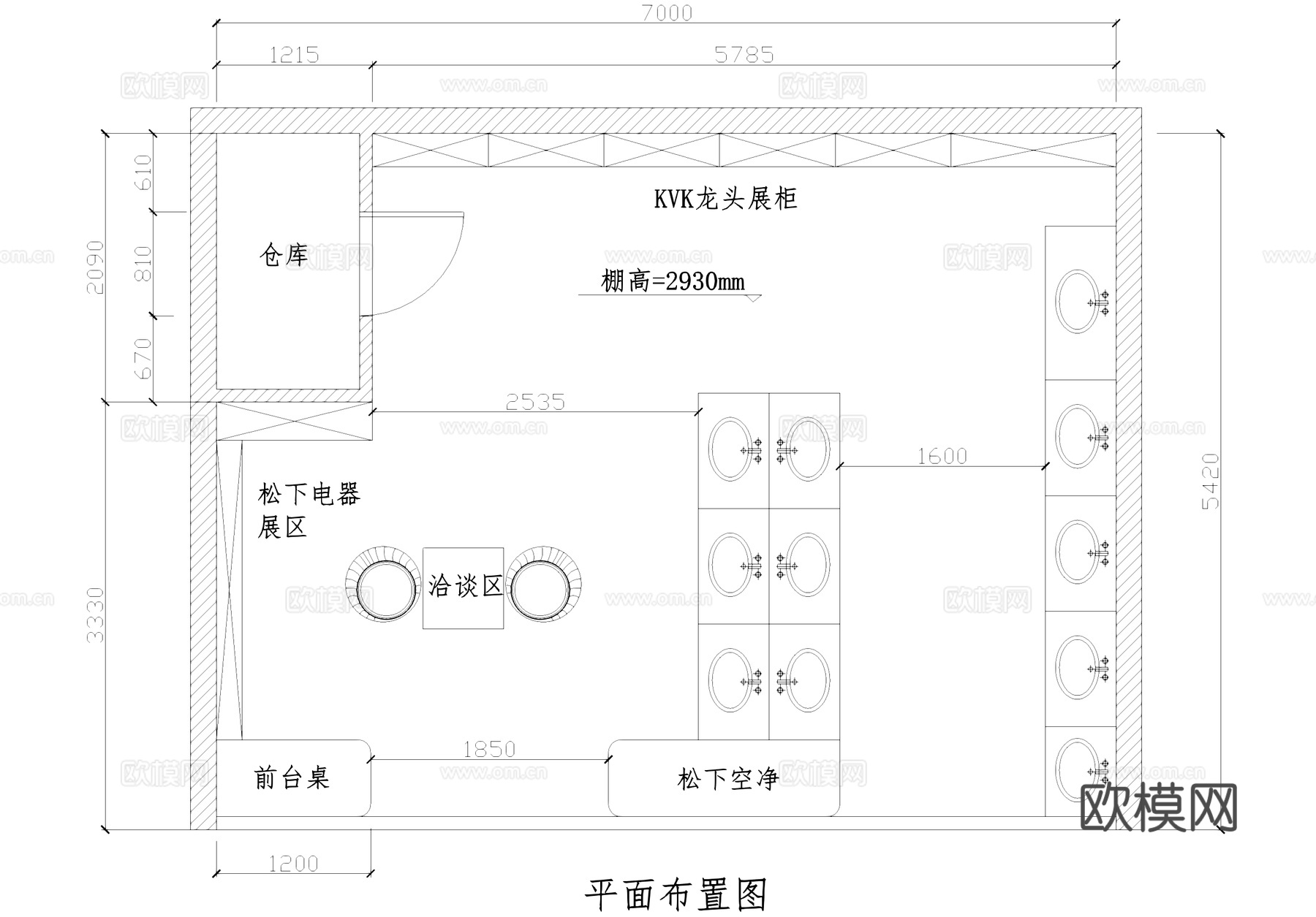 阪神卫浴产品专卖店室内工装CAD施工图cad施工图