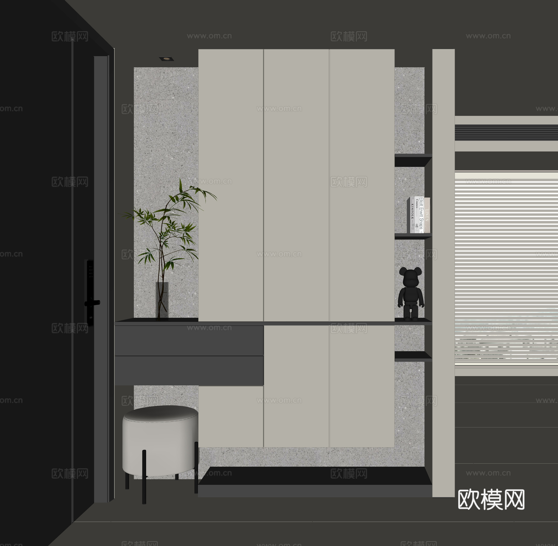 现代入户鞋柜su模型
