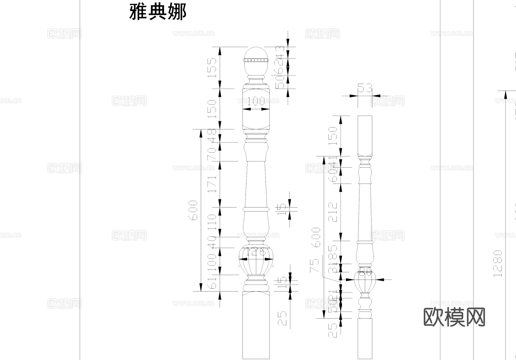 立柱图库cad施工图