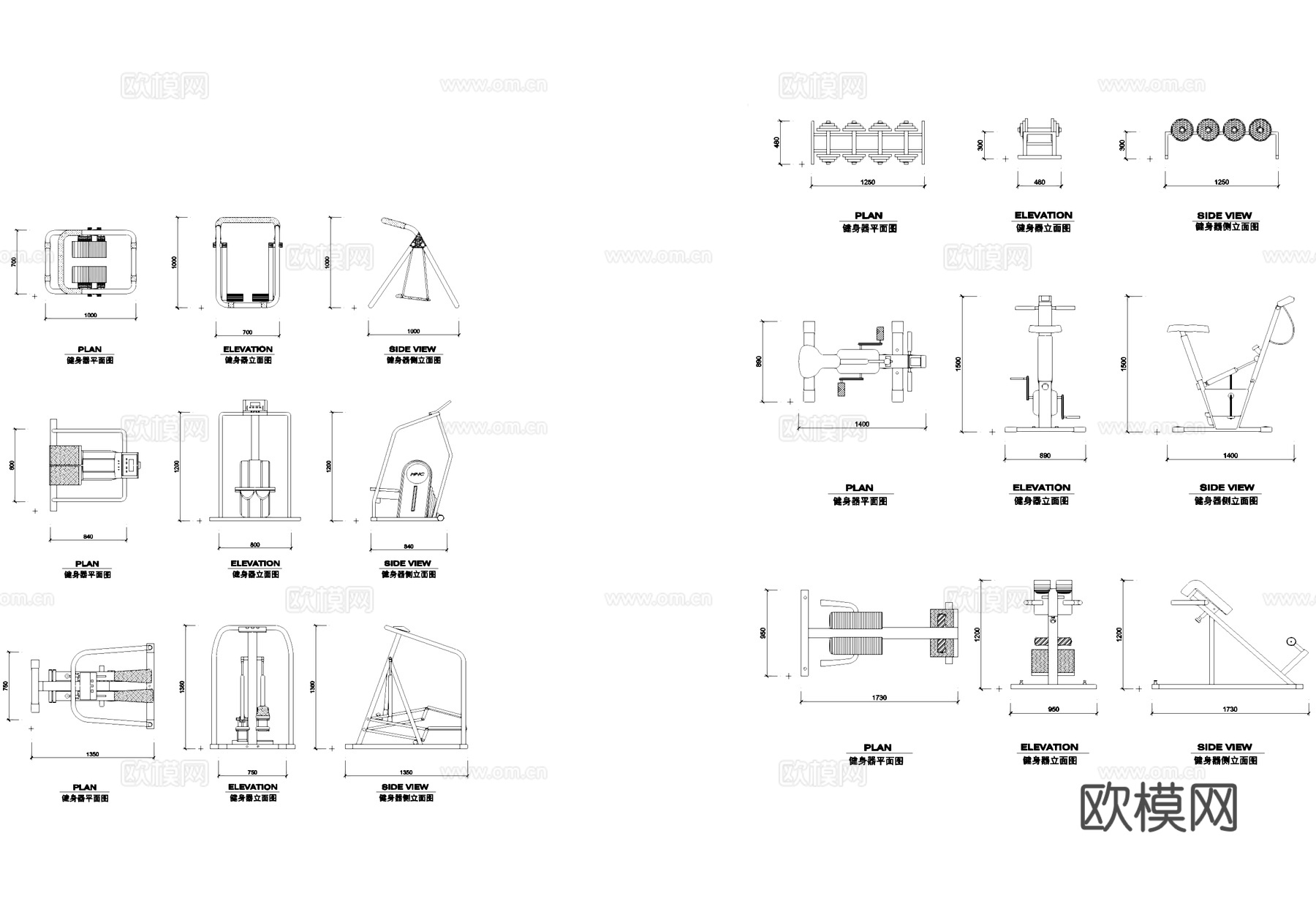 运动健身器材CAD图块图库cad施工图