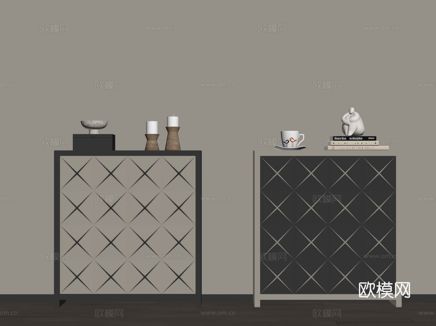 现代斗柜 装饰柜su模型