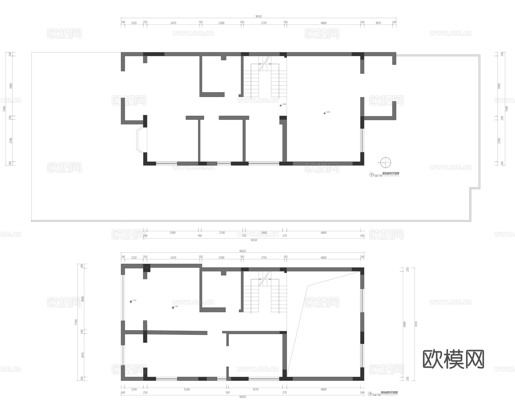 400平别墅平面CAD+psd文件cad施工图