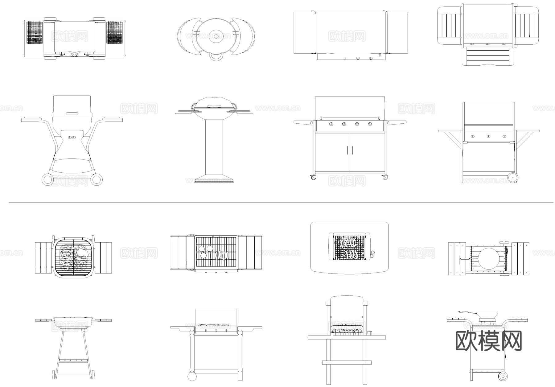室外烧烤架烧烤炉烧烤台CAD图块图库cad施工图