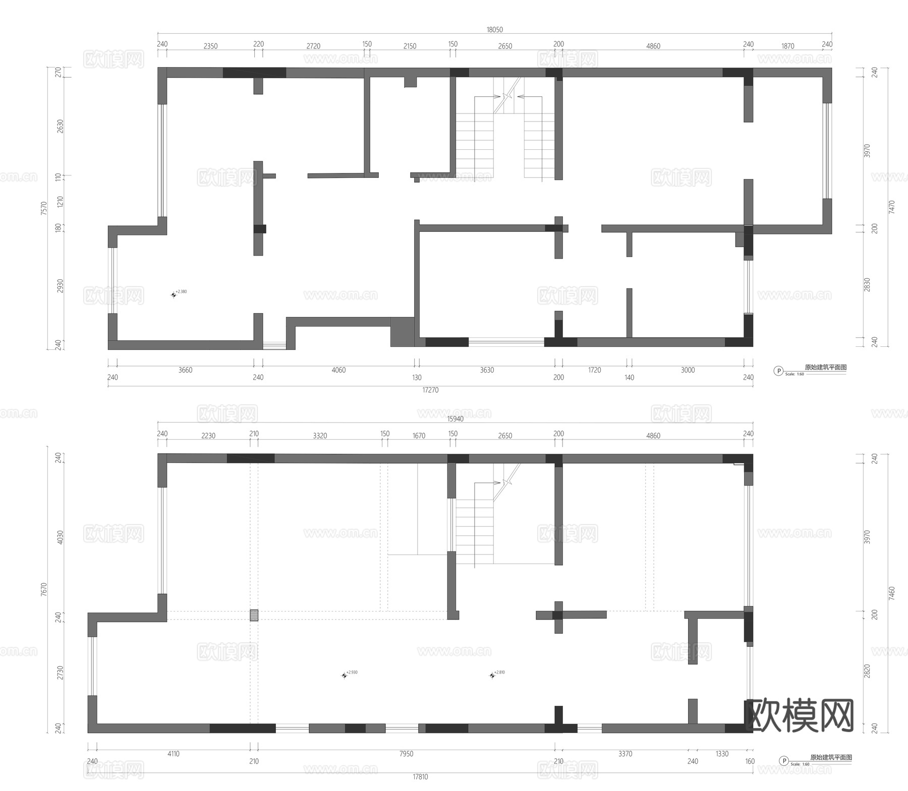 400平别墅平面CAD+psd文件cad施工图