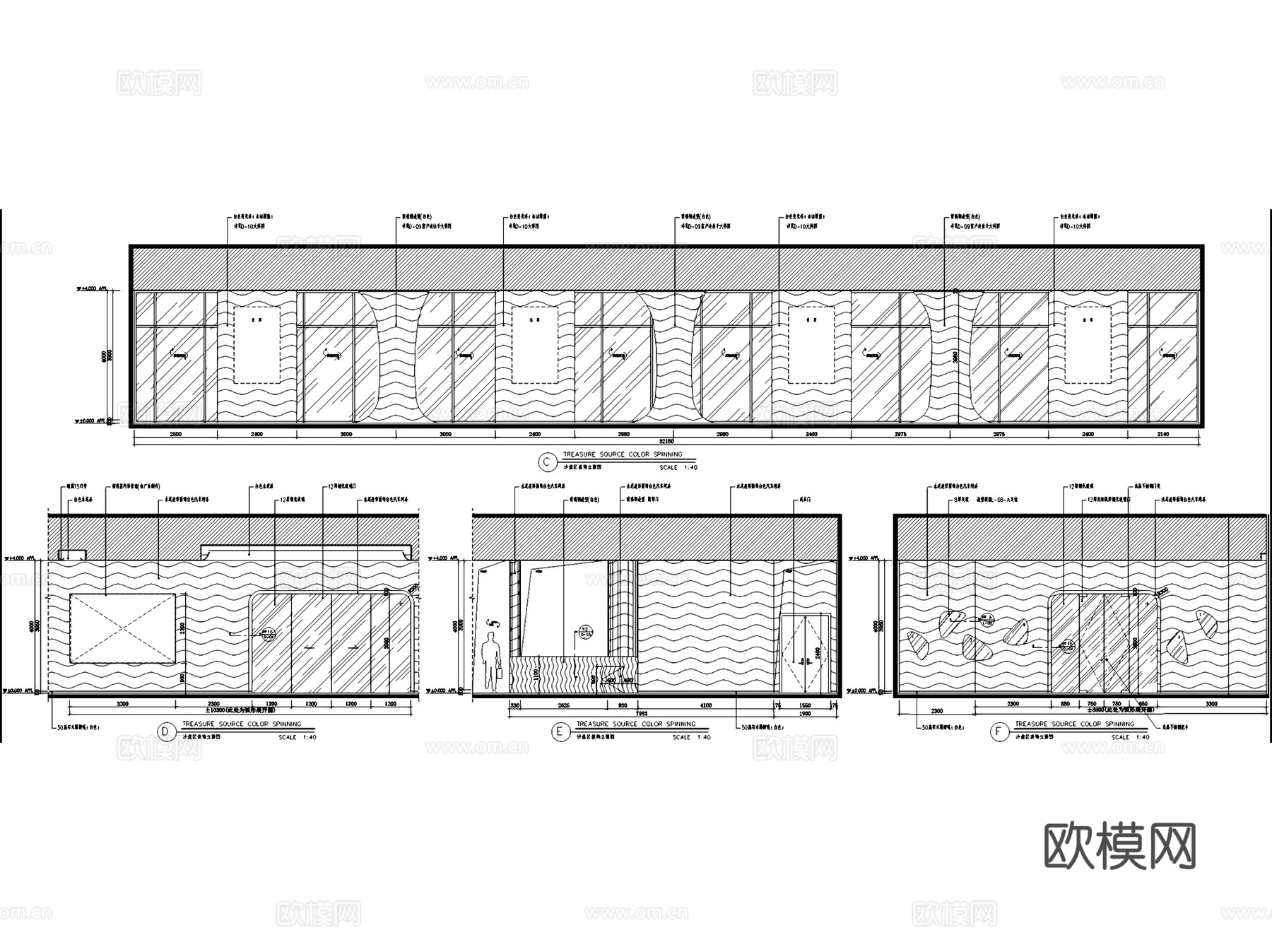 福清裕荣汇售楼中心室内工装CAD施工图整套cad施工图