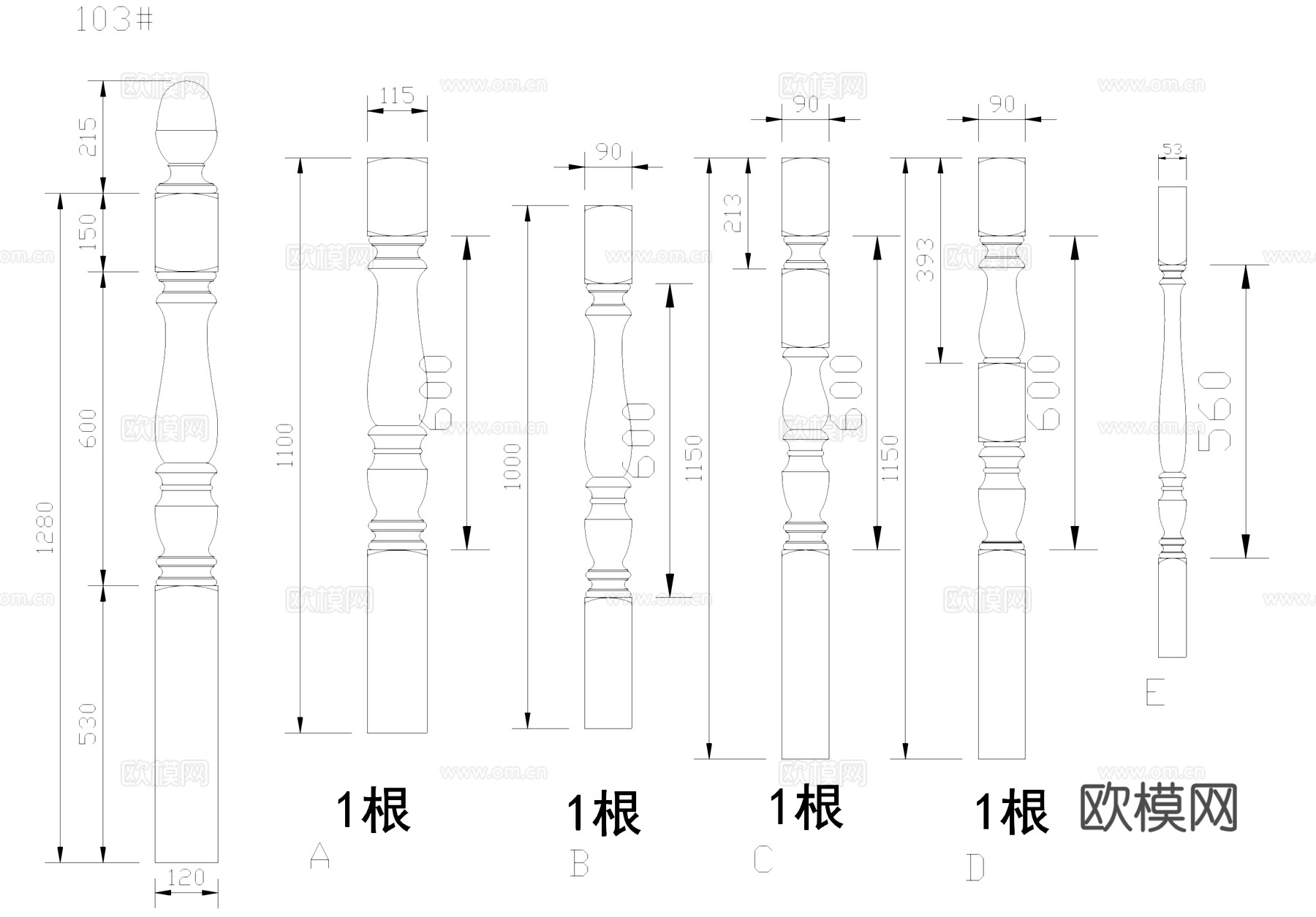 立柱图库cad施工图