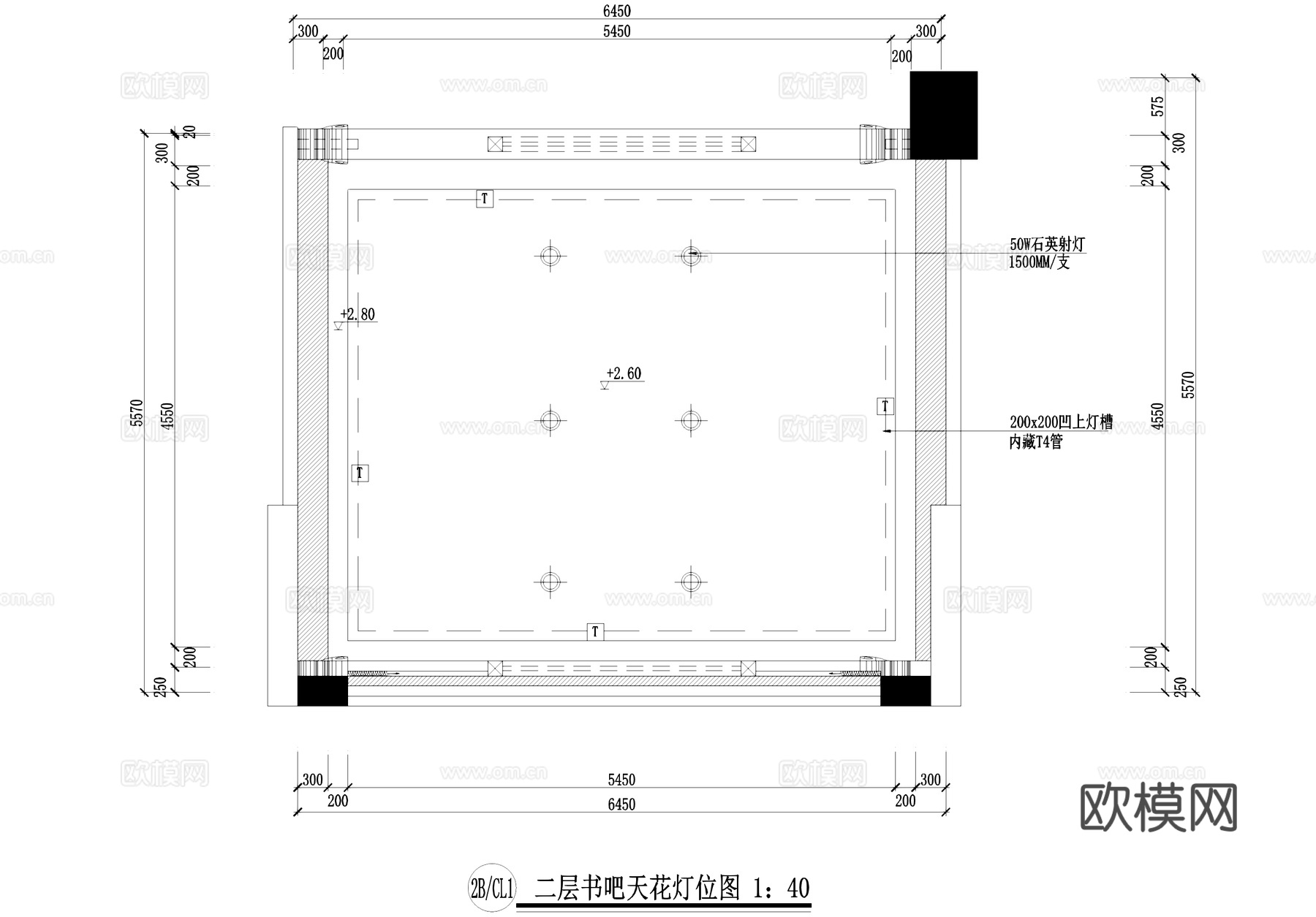 小型书吧室内工装CAD施工图cad施工图