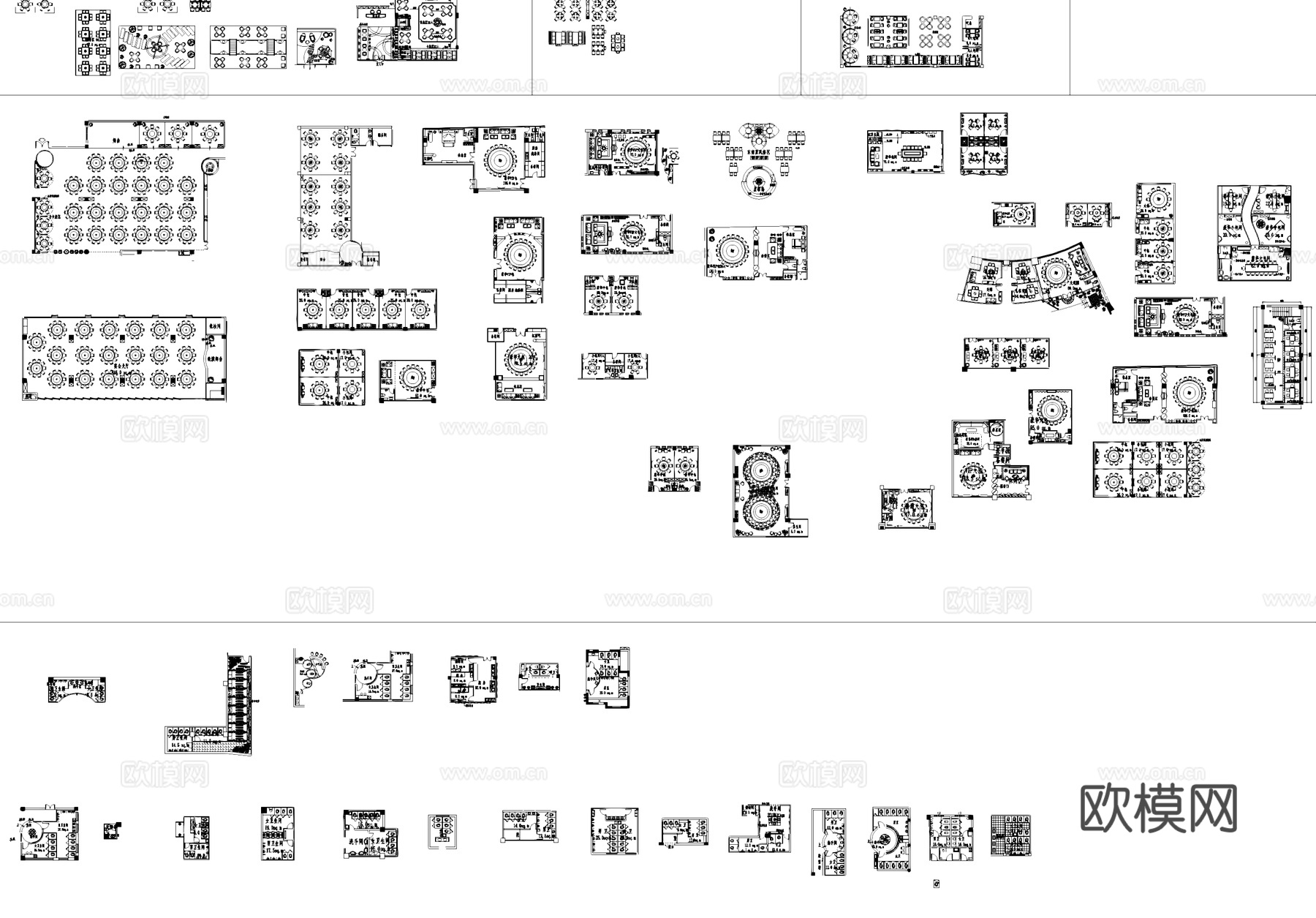 餐饮空间常用局部平面CAD图块图库cad施工图