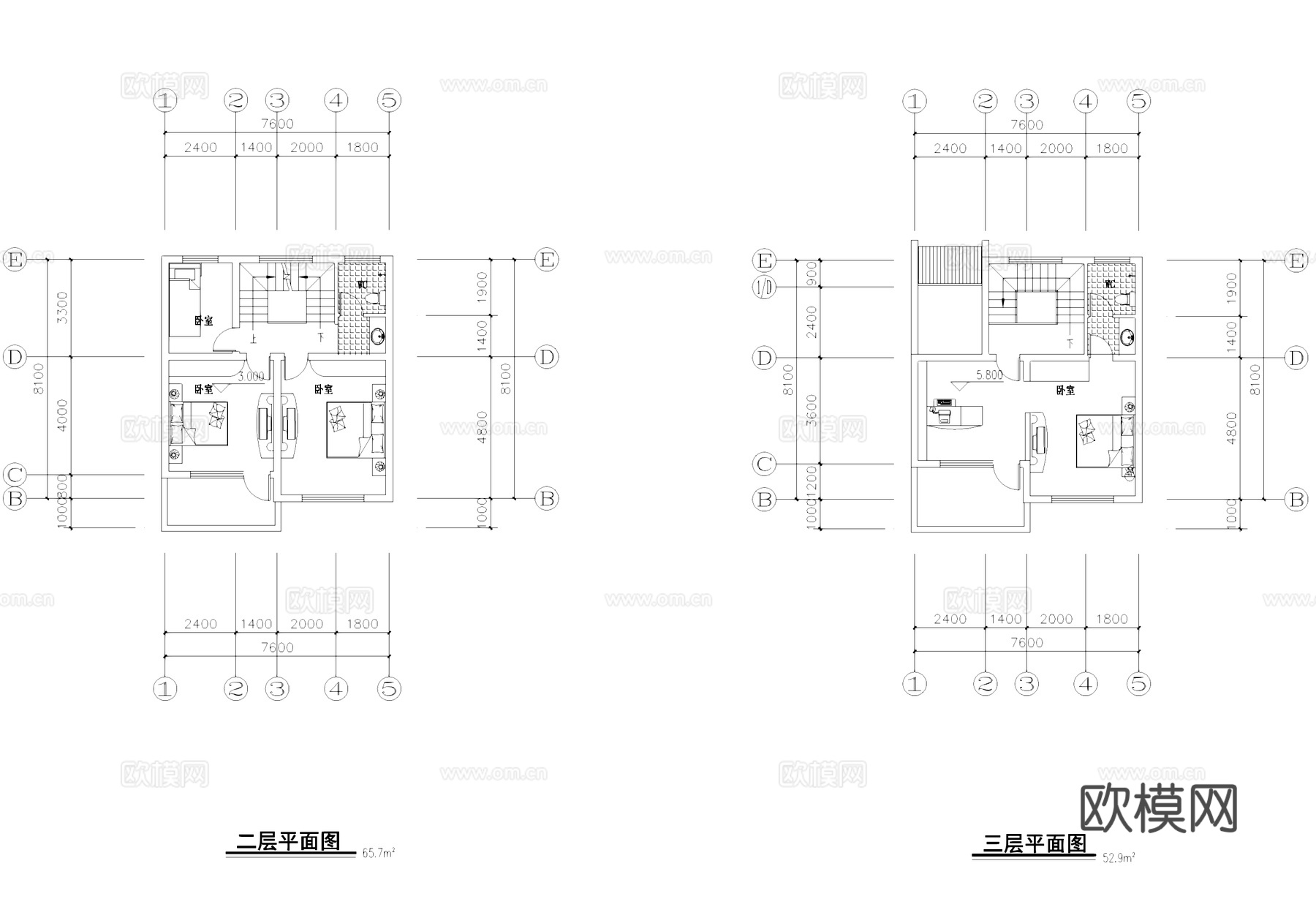 徽派三层别墅建筑CAD施工图cad施工图