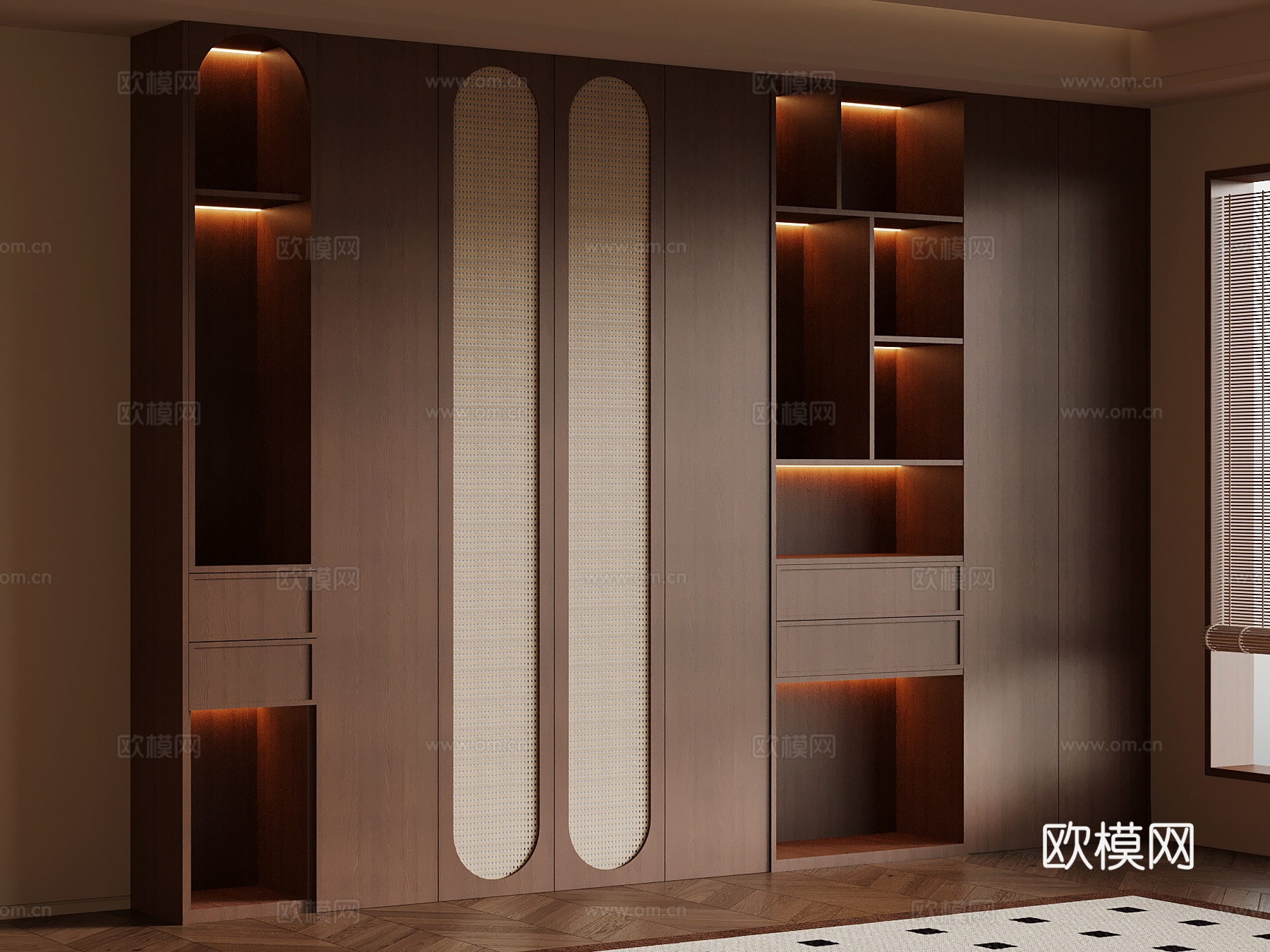 中古风书柜su模型