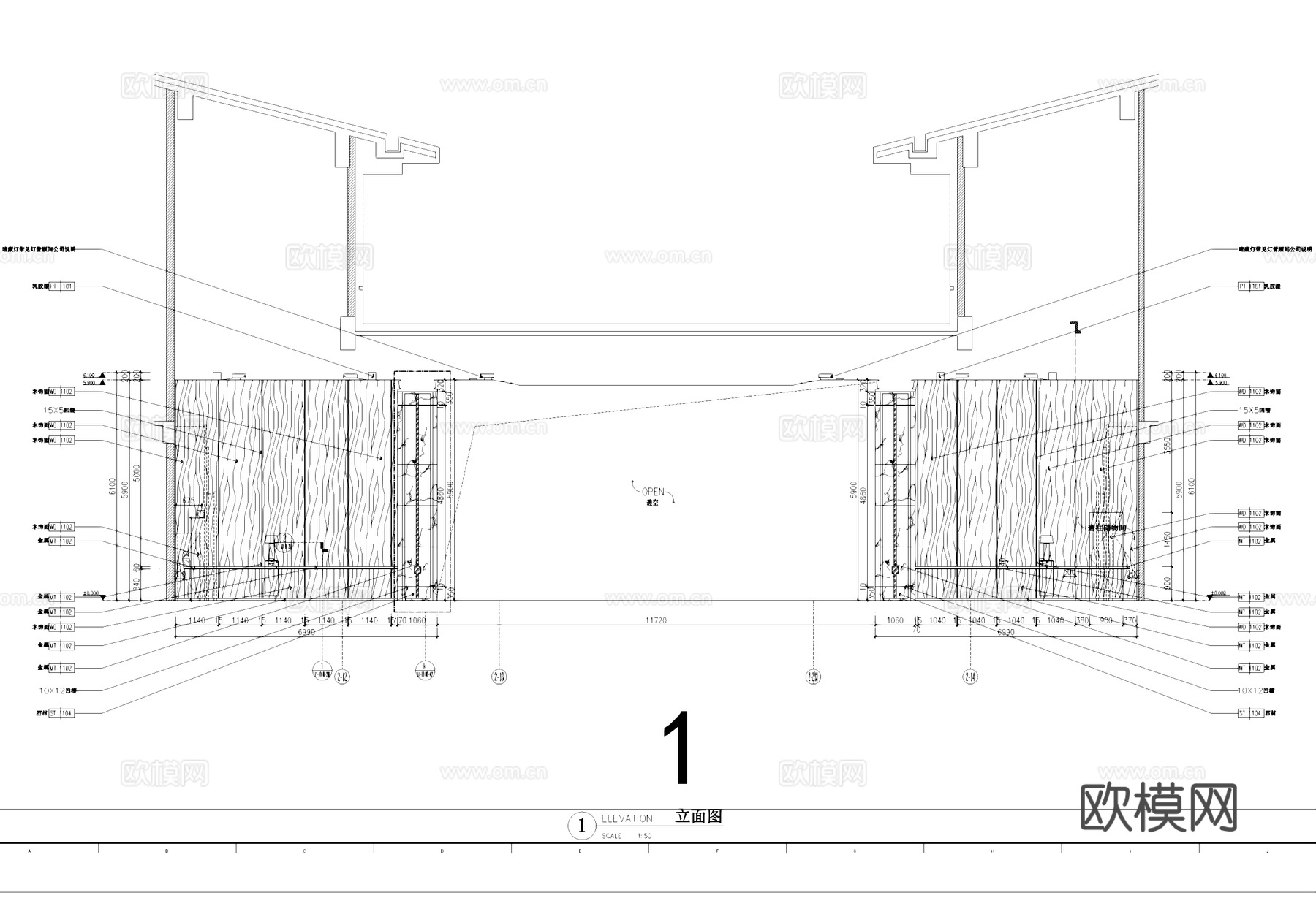西安金地湖城大境凯悦酒店一层大堂室内工装CAD施工图cad施工图