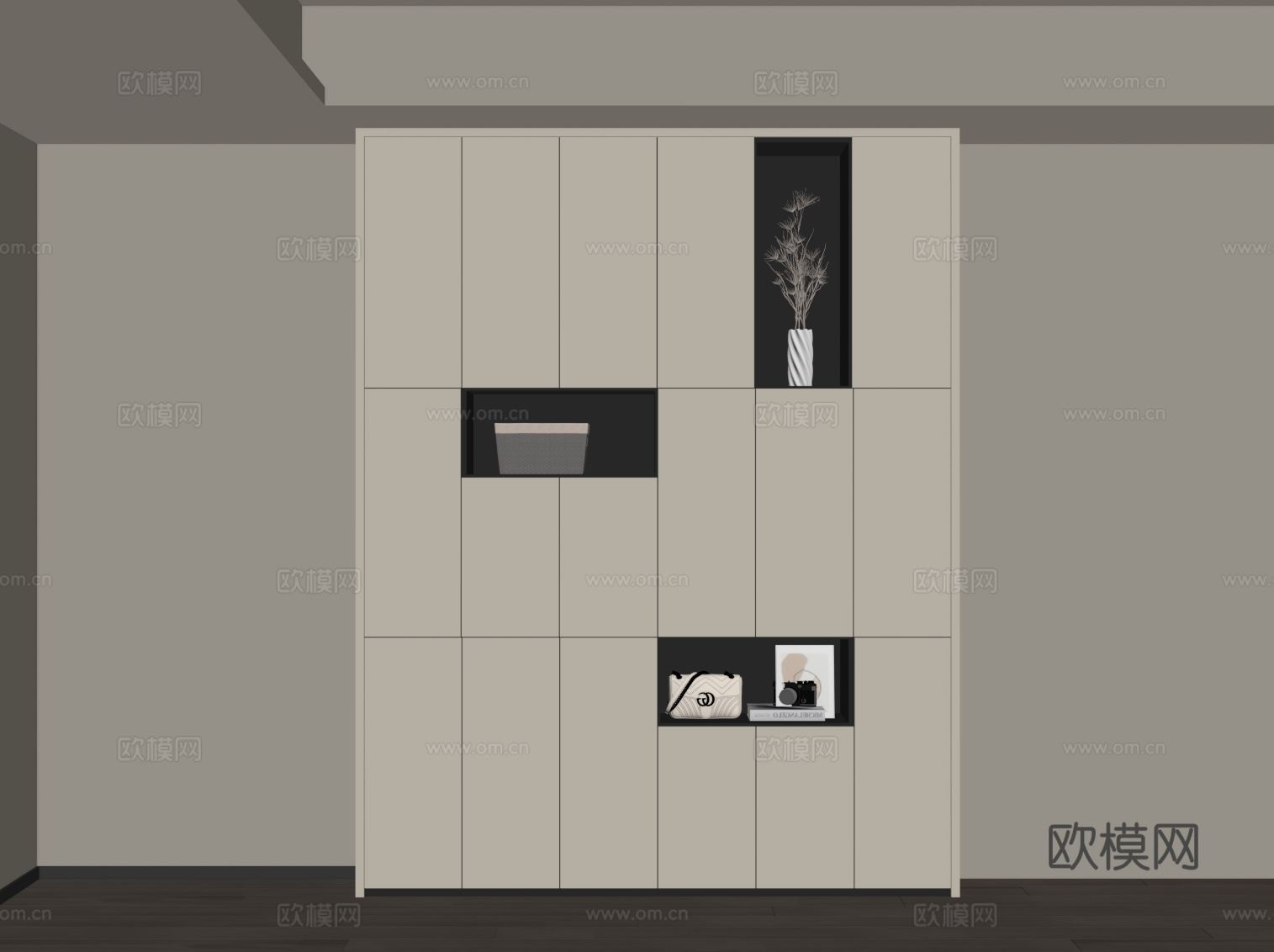 现代置物柜 书柜su模型