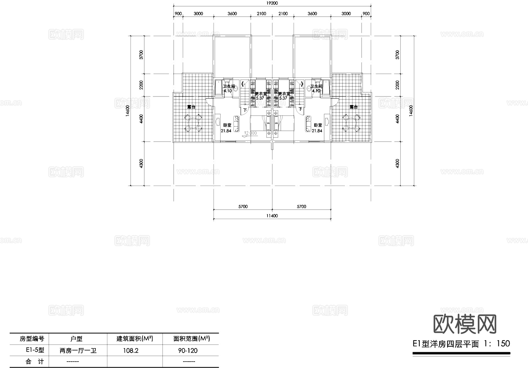 四层花园洋房建筑平剖面CAD施工图cad施工图