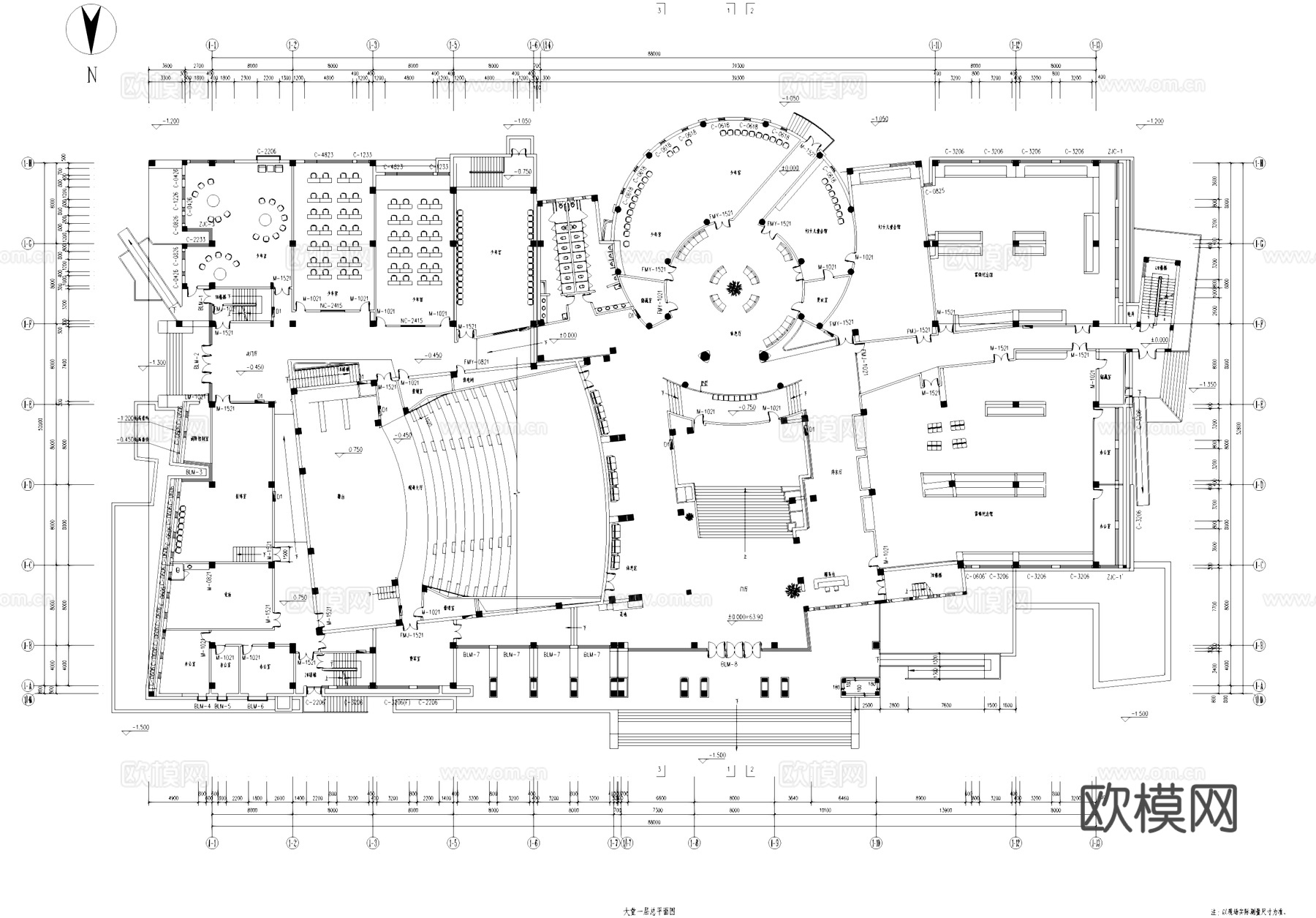 弓长岭图书馆档案馆室内工装CAD施工图cad施工图