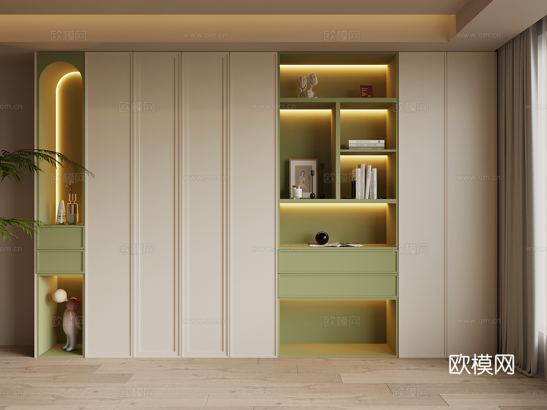 法式奶油风置物柜su模型