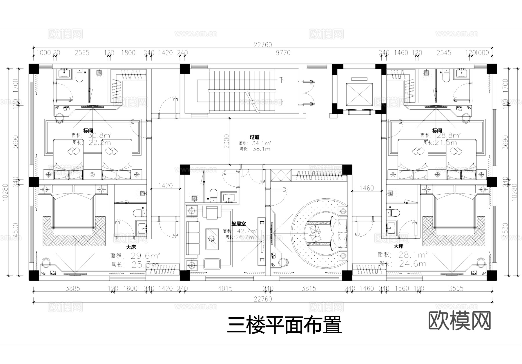 民宿酒店室内工装平面图CAD施工图cad施工图
