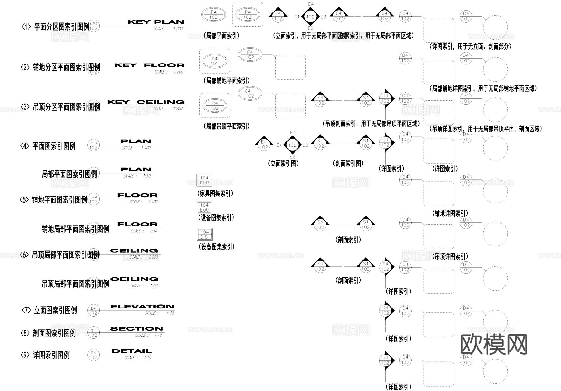 符号图标索引图例图框制图规范CAD施工图cad施工图