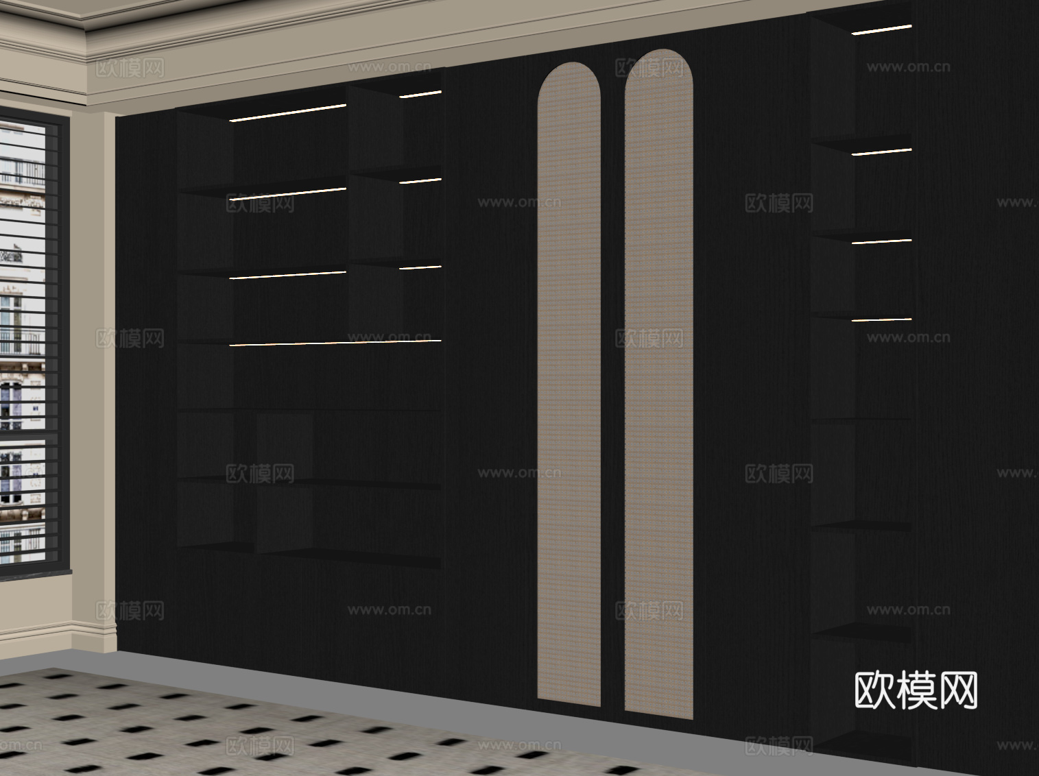 法式中古风书柜su模型