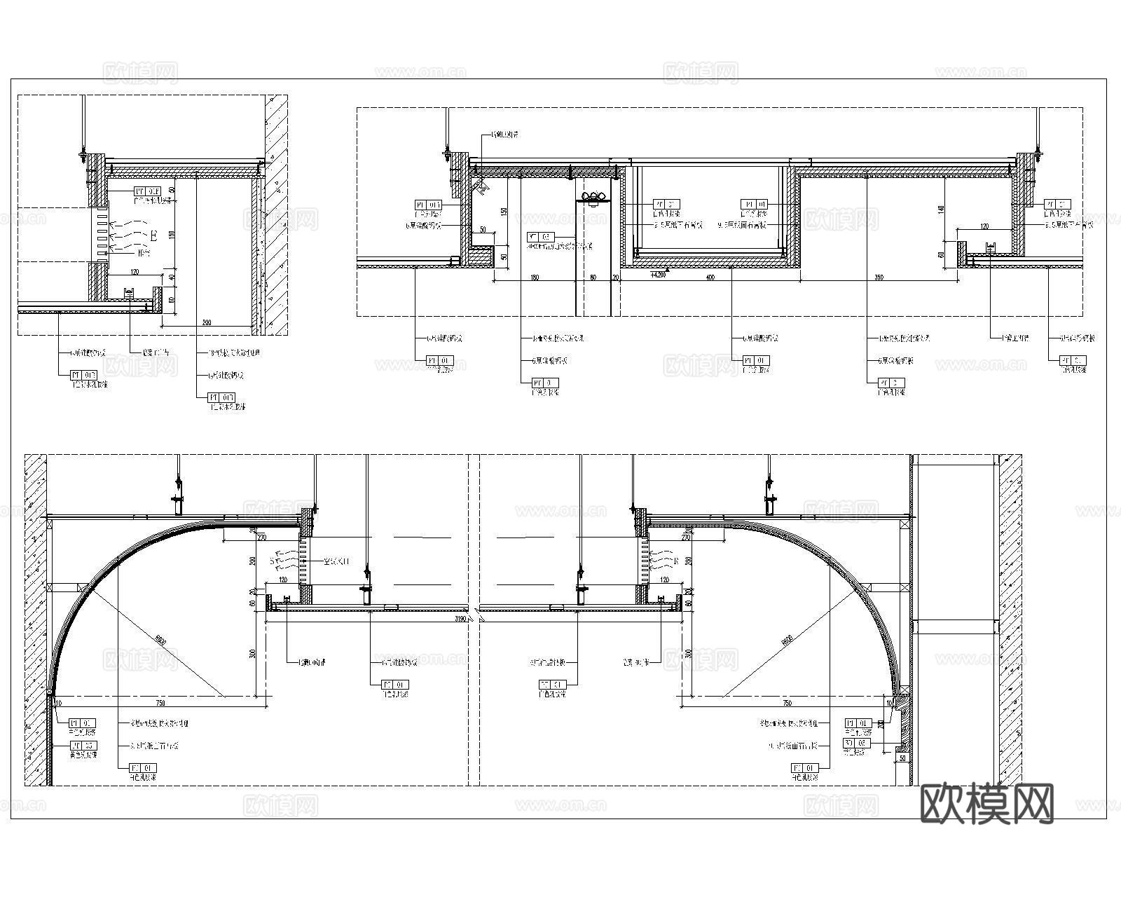 天花节点大样详图cad施工图cad施工图