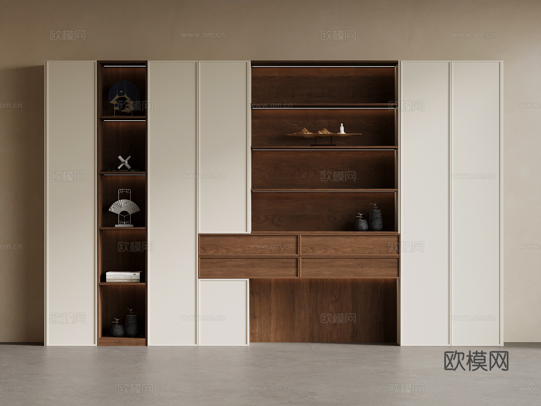 新中式书柜su模型