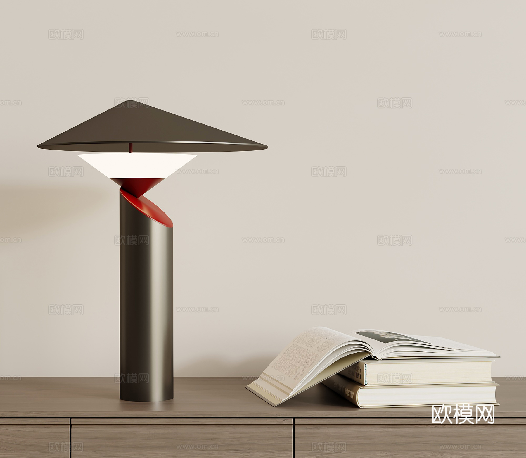 现代意式台灯 金属台灯su模型