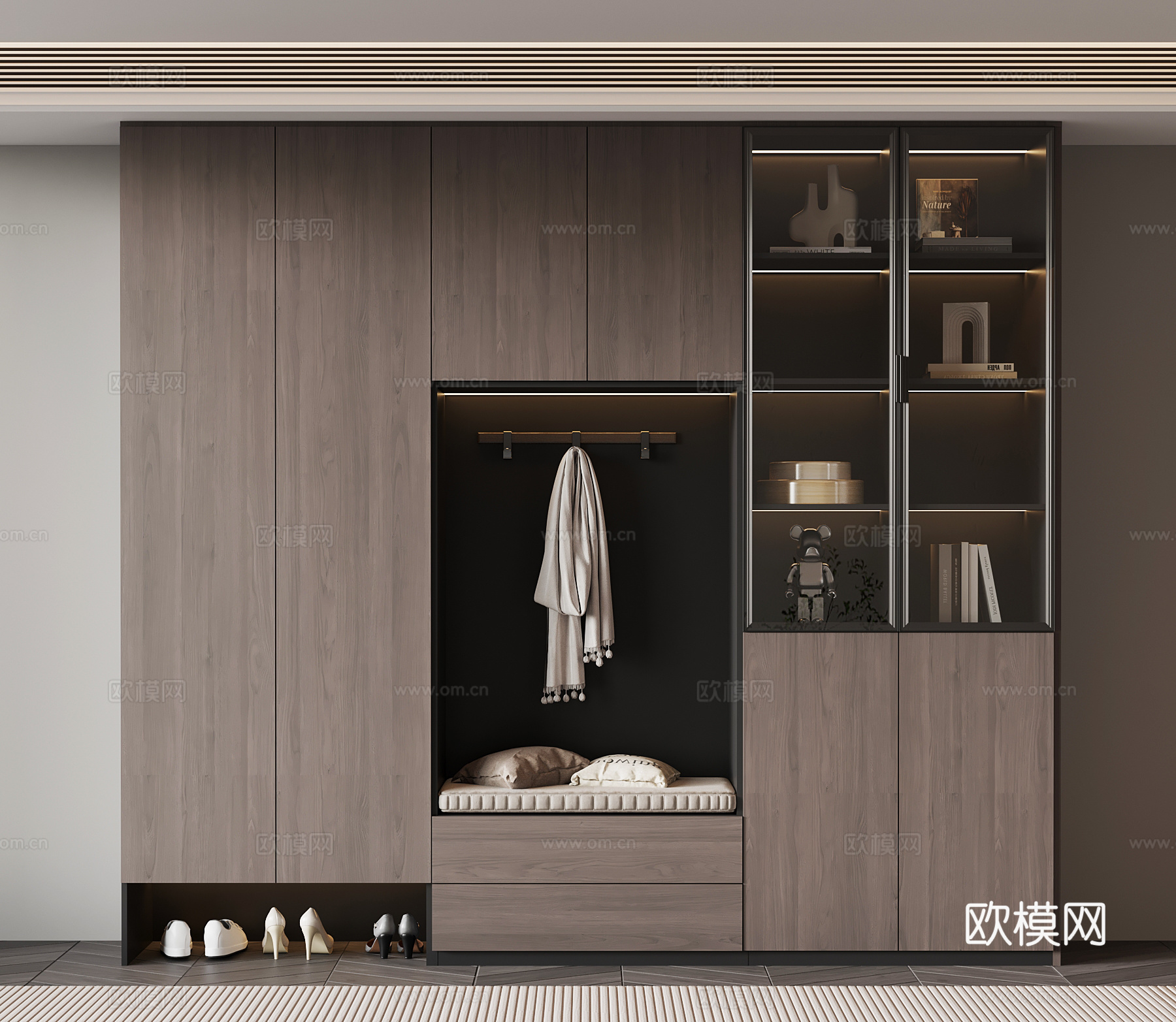 现代意式玄关柜 鞋柜su模型