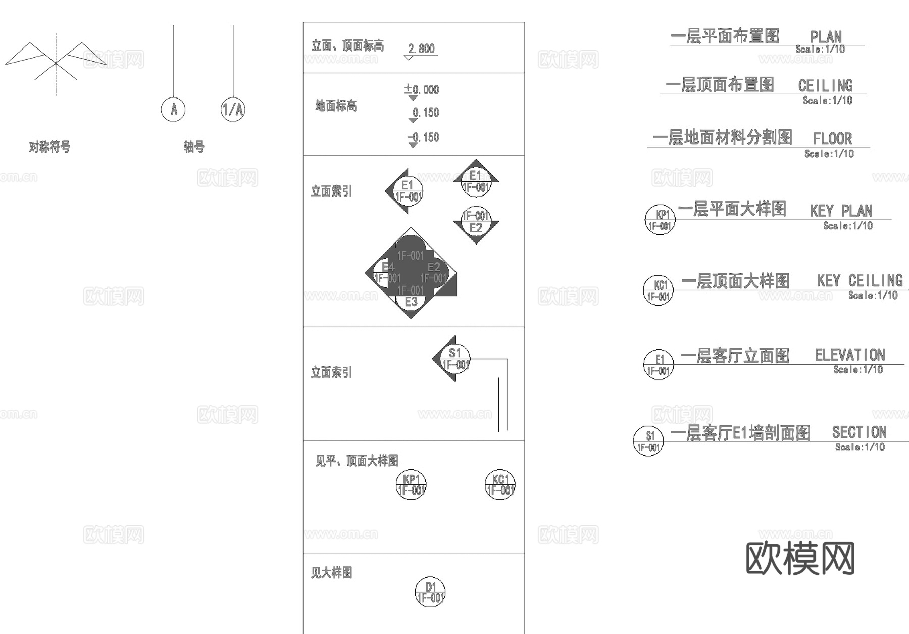 符号图标索引图例图框制图规范CAD施工图cad施工图