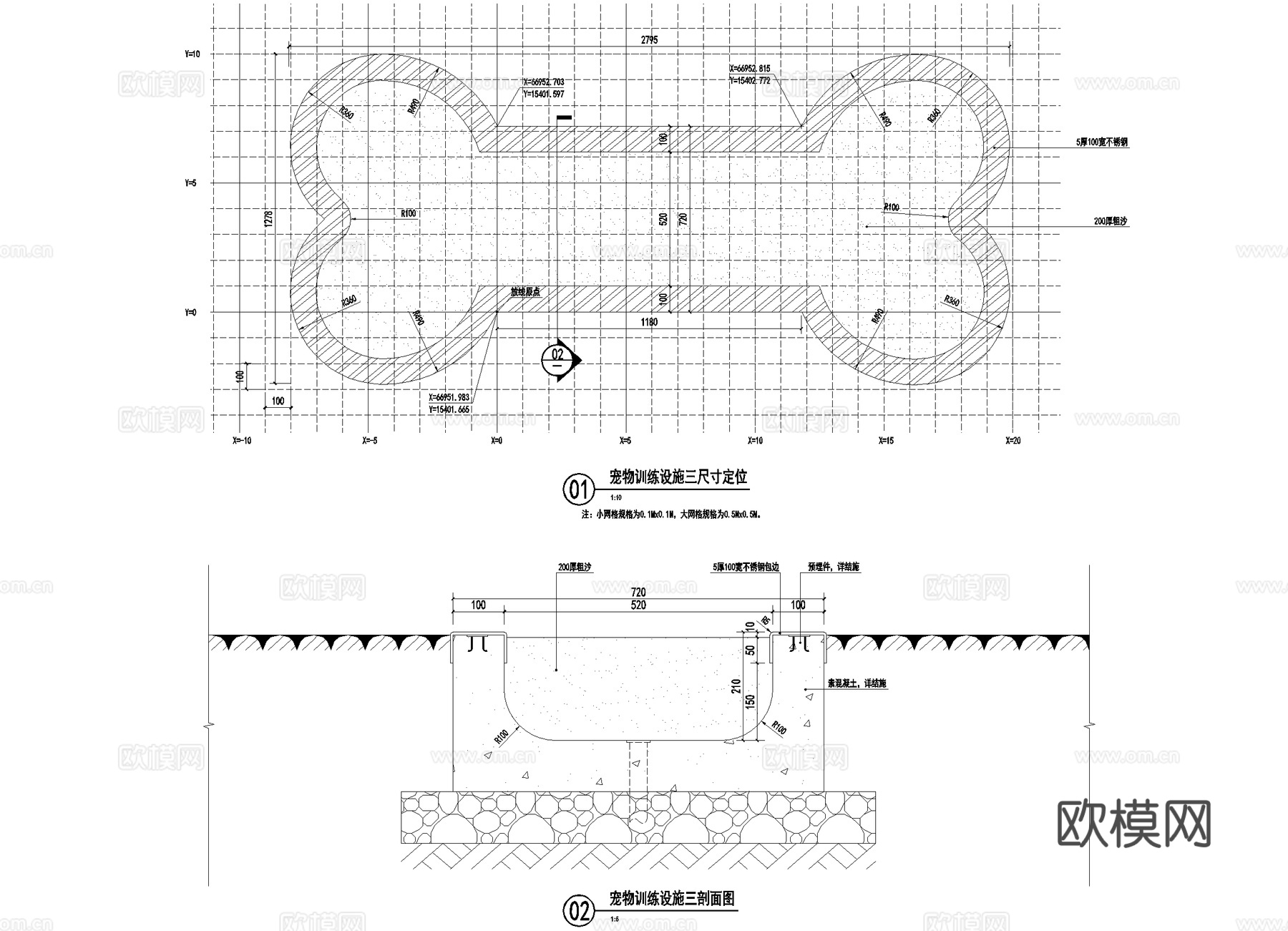 宠物乐园萌宠训练场活动区CAD施工图cad施工图