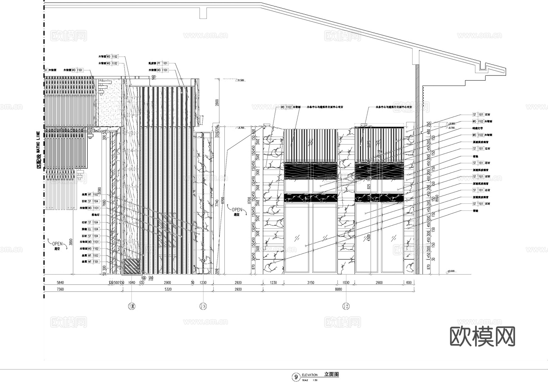 西安金地湖城大境凯悦酒店一层大堂室内工装CAD施工图cad施工图