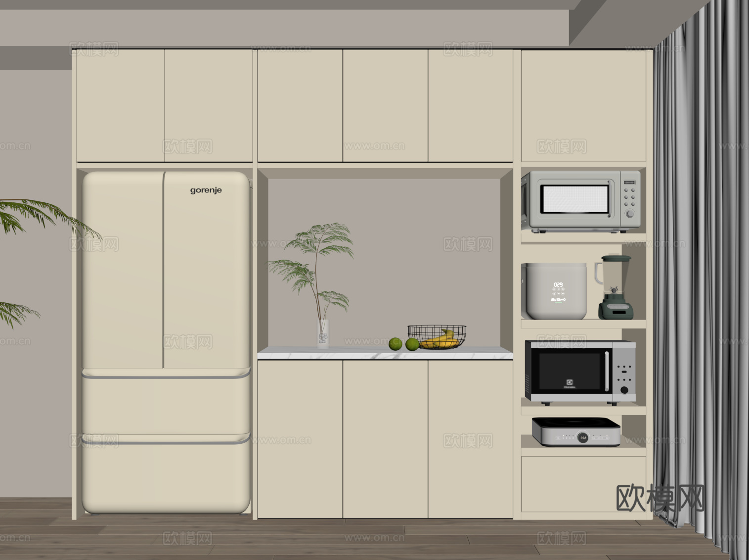 现代简约电器柜 储物柜su模型