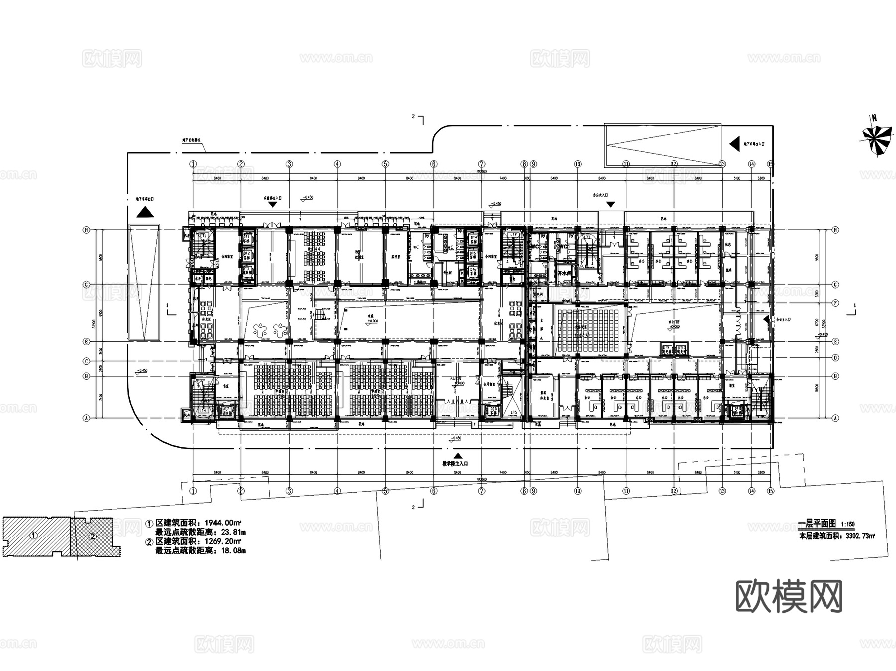 安徽医科大学教学楼建筑平面图CAD施工图cad施工图