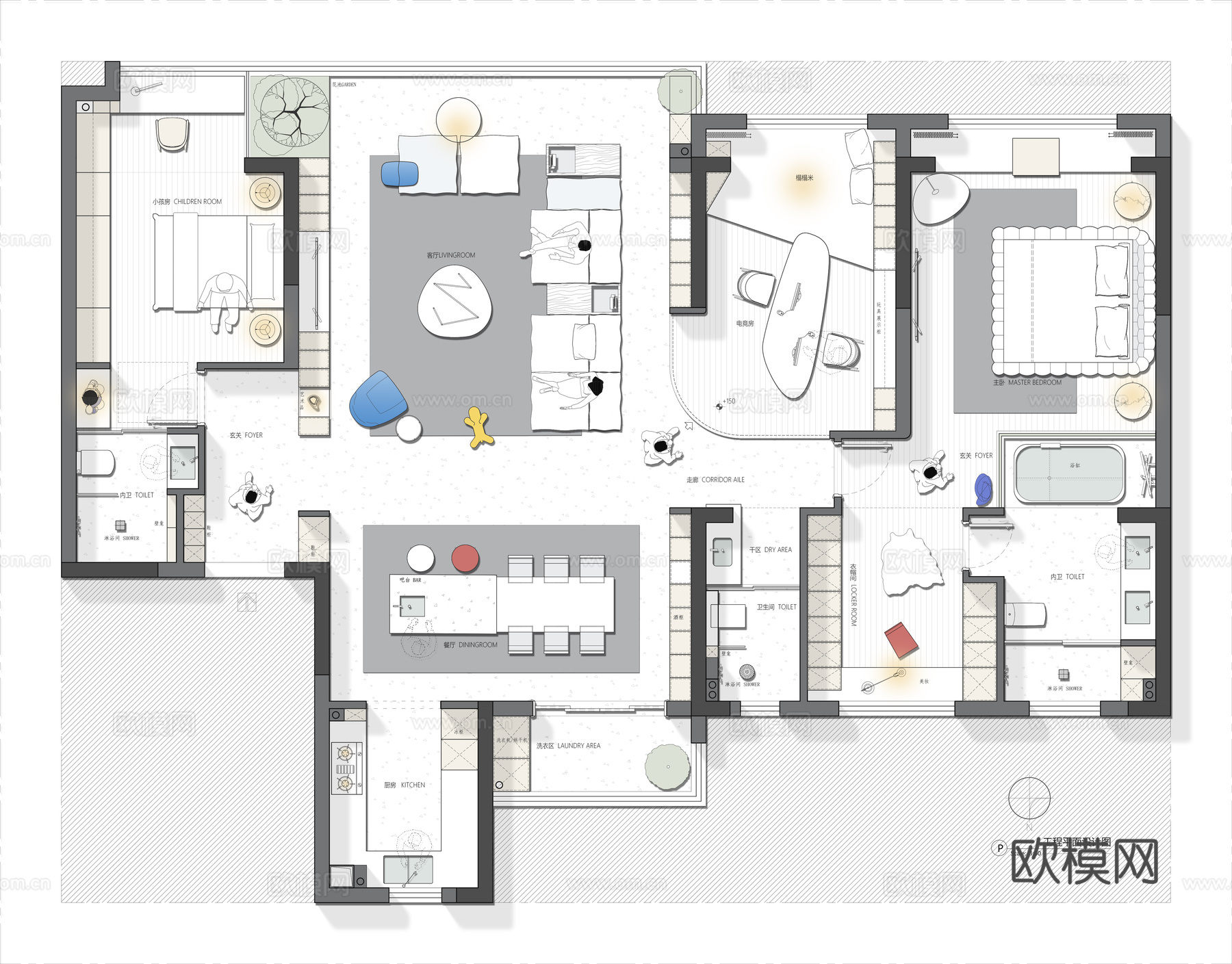 现代190平设计CAD+psdcad施工图