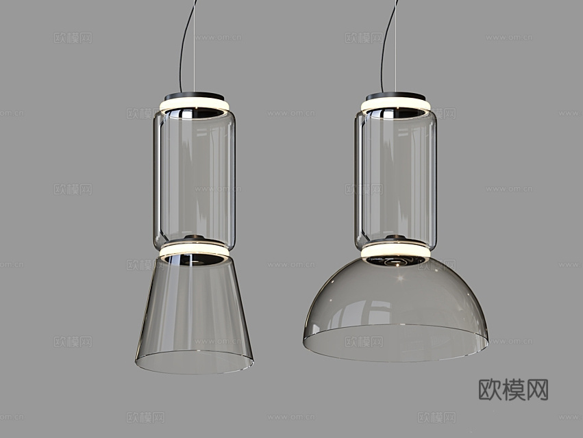 LampsShop 玻璃竹节吊灯3d模型下载（渲染图1）