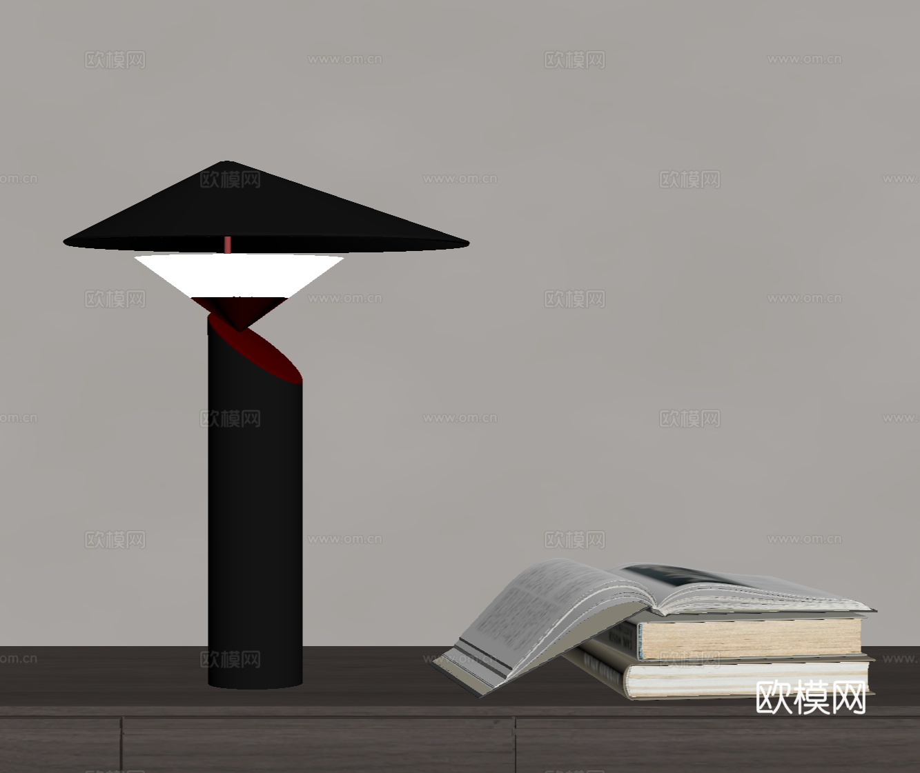 现代意式台灯 金属台灯su模型