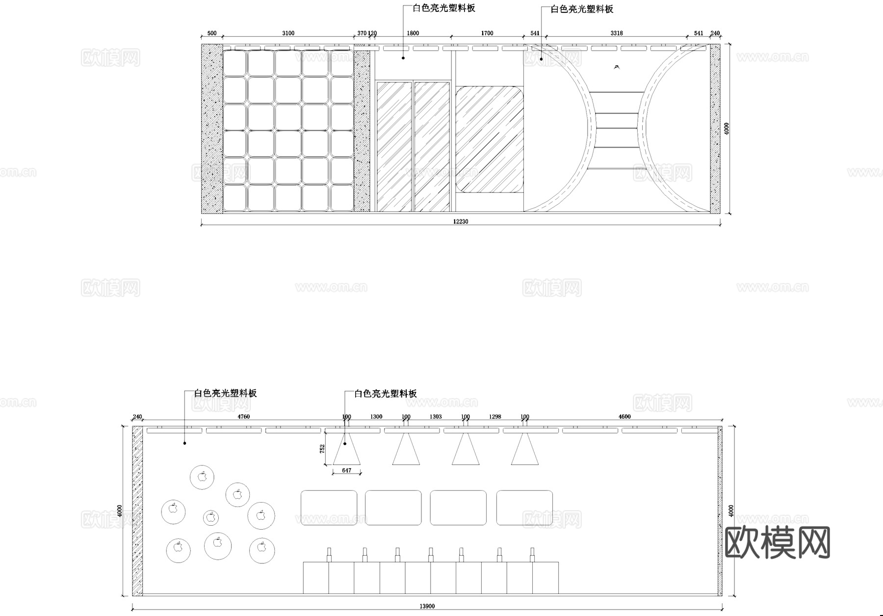 苹果旗舰店室内工装CAD施工图cad施工图