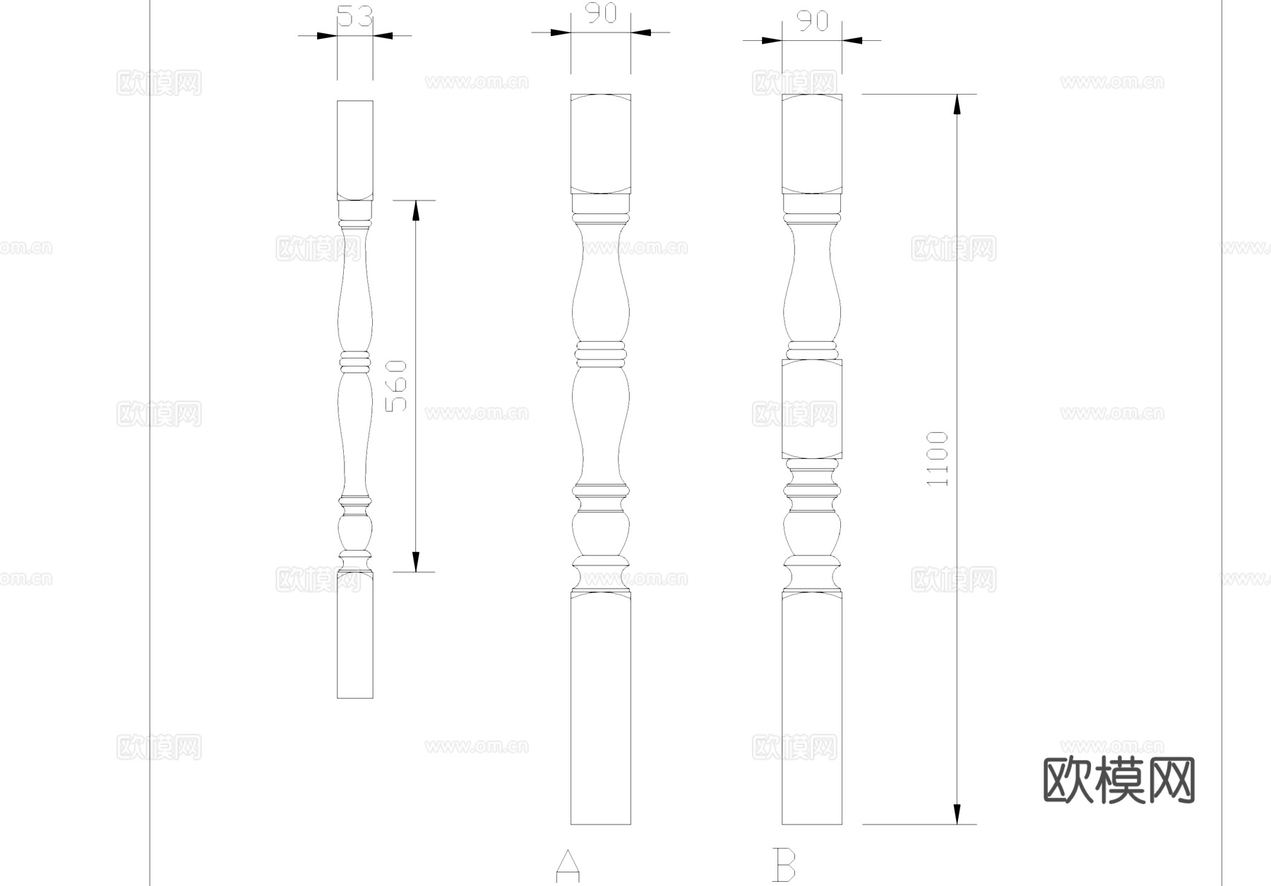 立柱图库cad施工图
