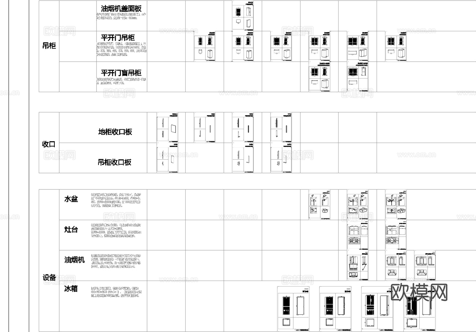 厨柜标准化厨房设施设备CAD图块图库cad施工图