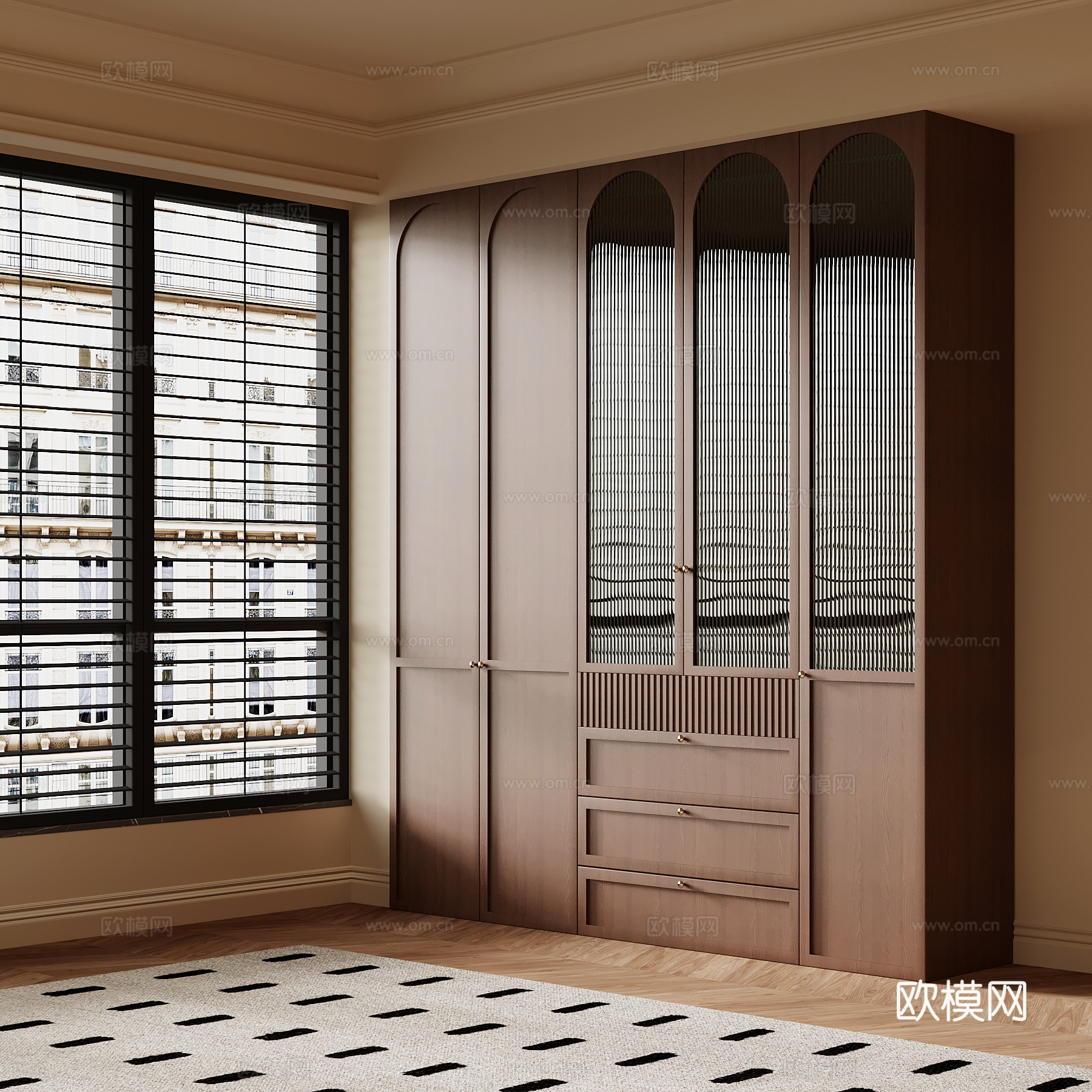 中古风书柜su模型