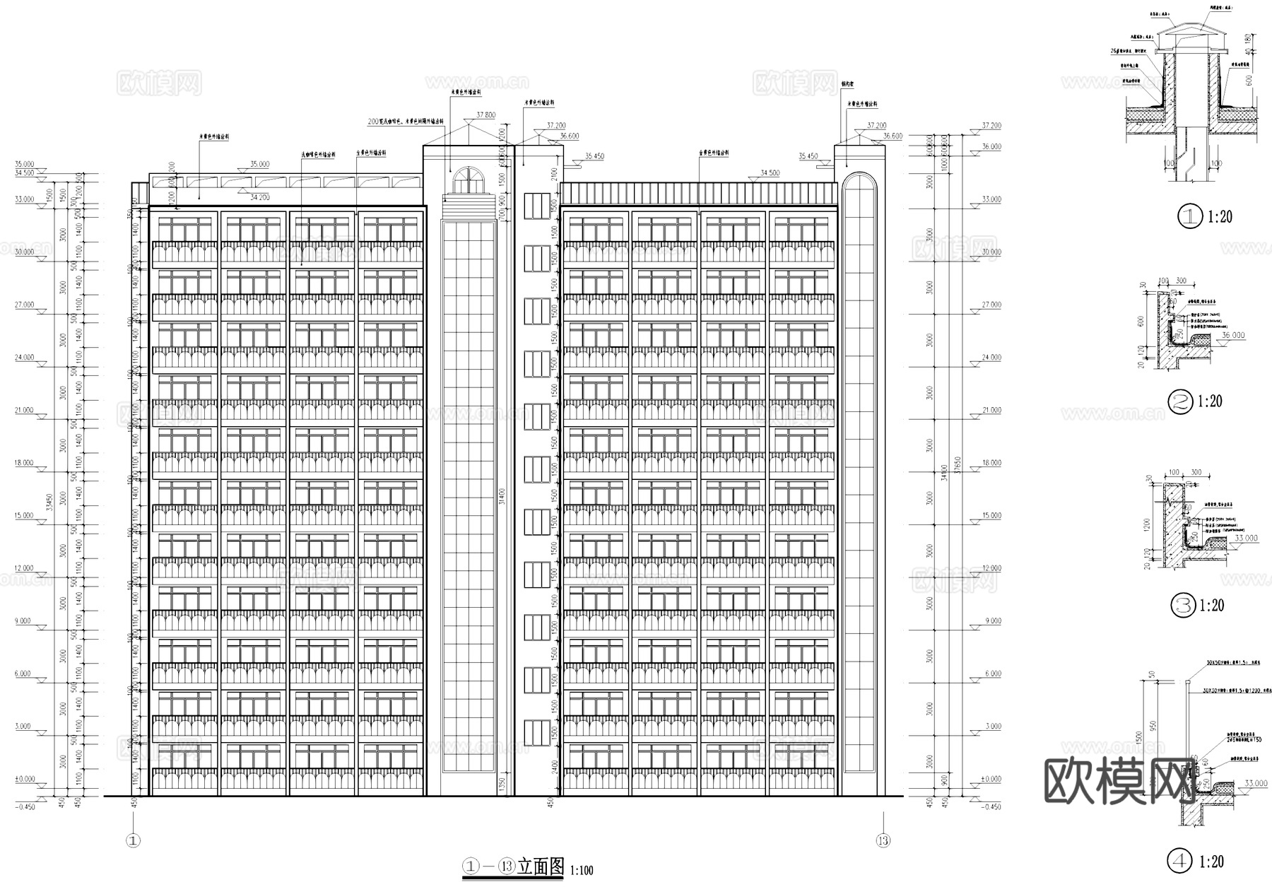 高层公寓宿舍楼建筑CAD施工图cad施工图