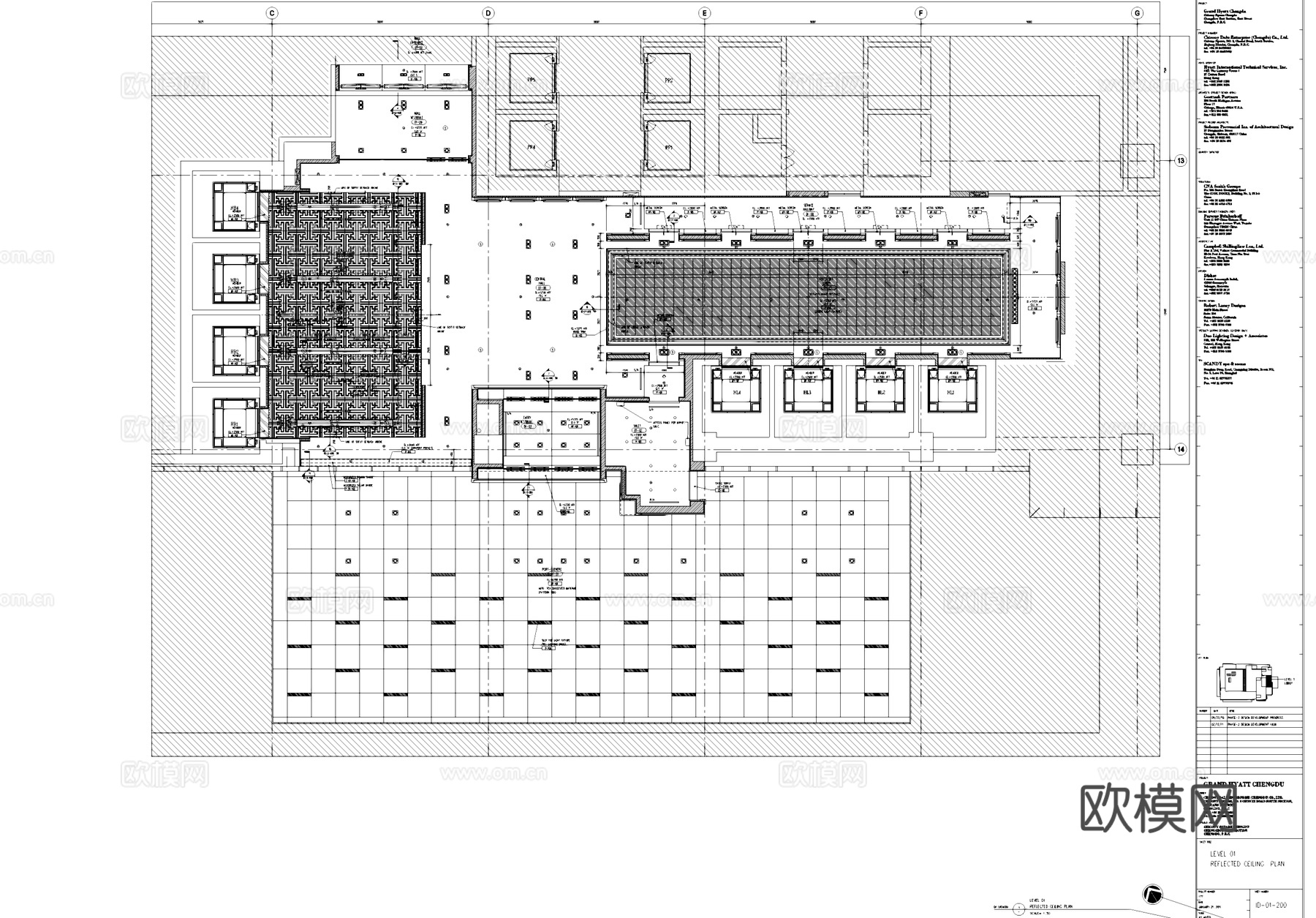 成都君悦大酒店一层大堂公区室内工装CAD施工图cad施工图