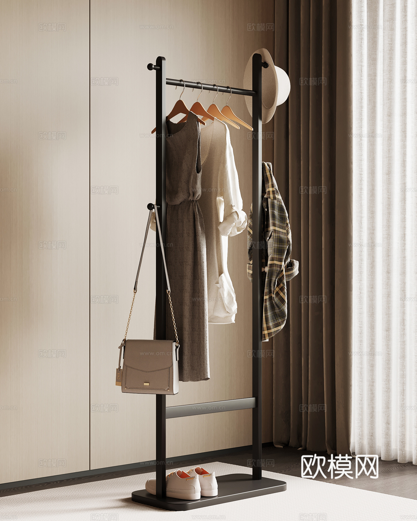 现代衣架 挂衣架 晾衣架su模型
