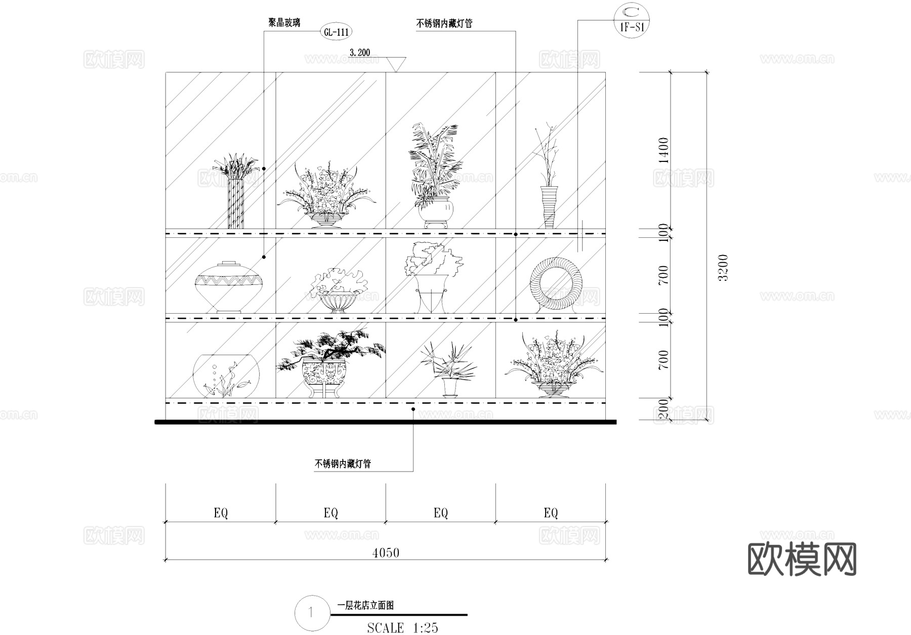 花店精品书店室内工装CAD施工图cad施工图