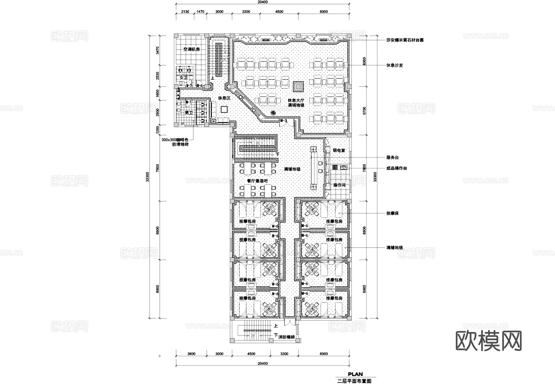 水疗洗浴中心室内装饰CAD施工图cad施工图