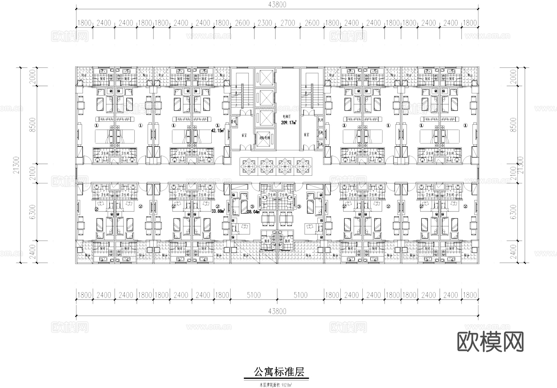 公寓户型图平面CAD施工图cad施工图