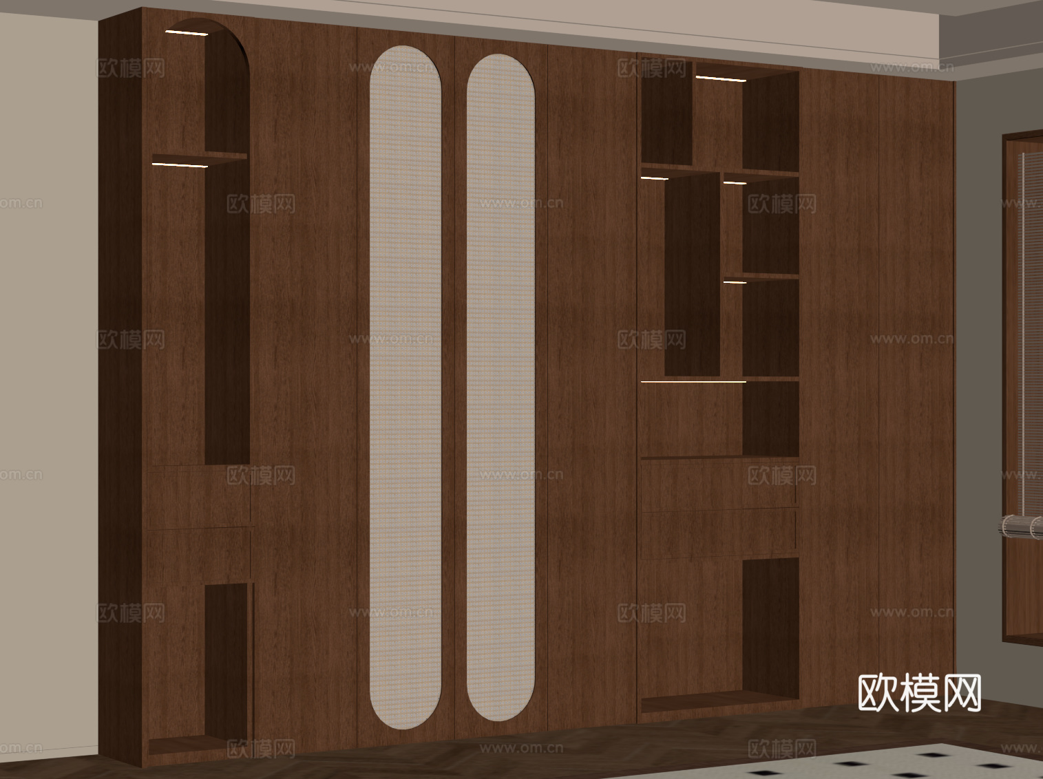 中古风书柜su模型