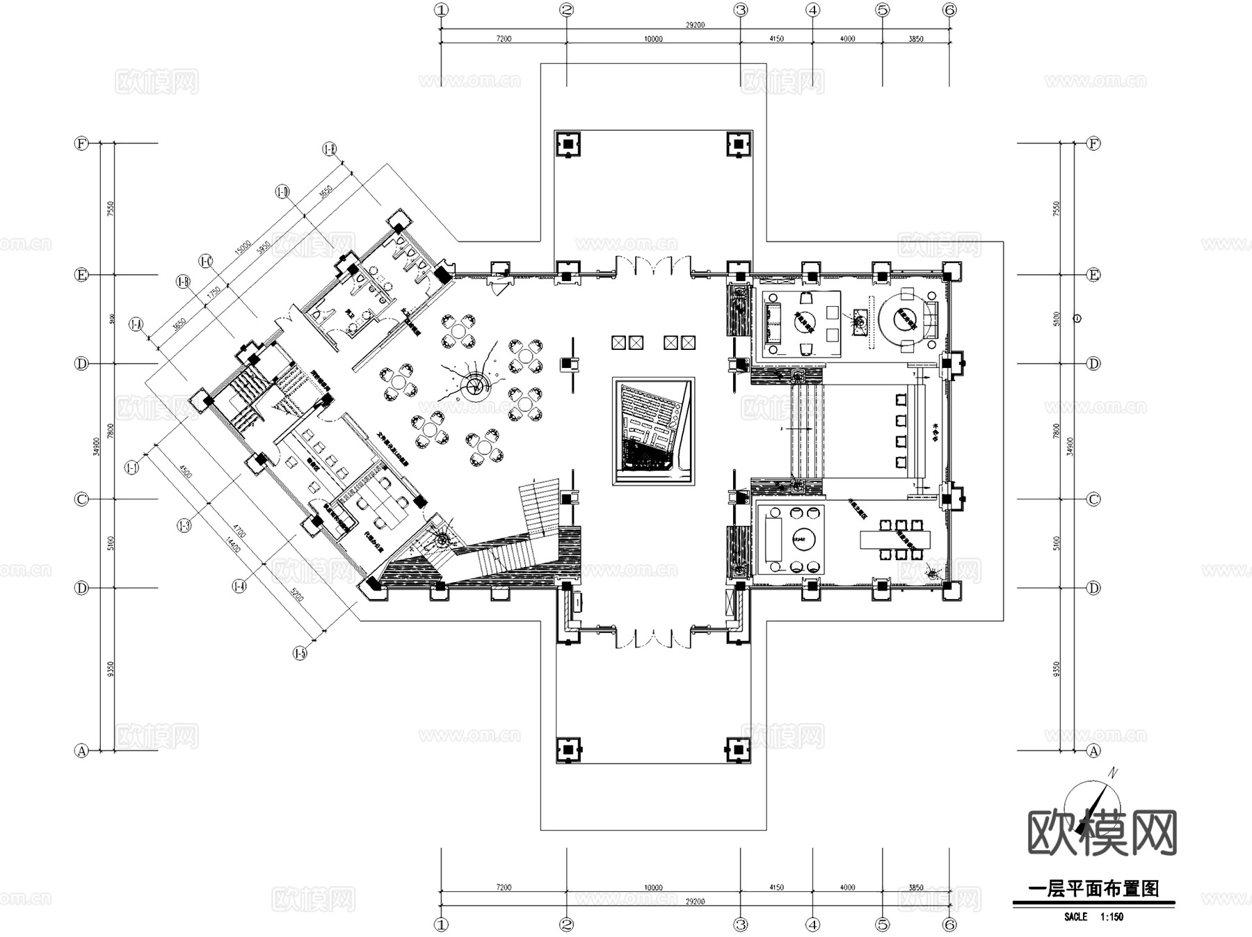 成都中洲锦城湖岸售楼处室内工装CAD施工图cad施工图