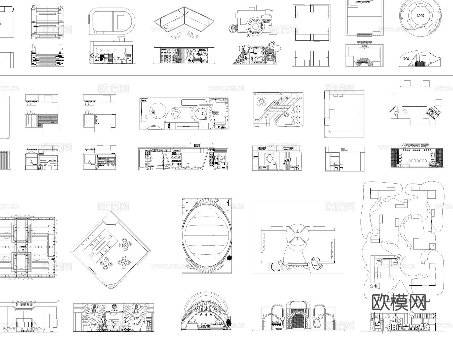 2026年最新现代快闪店展台展位布置CAD图库cad施工图